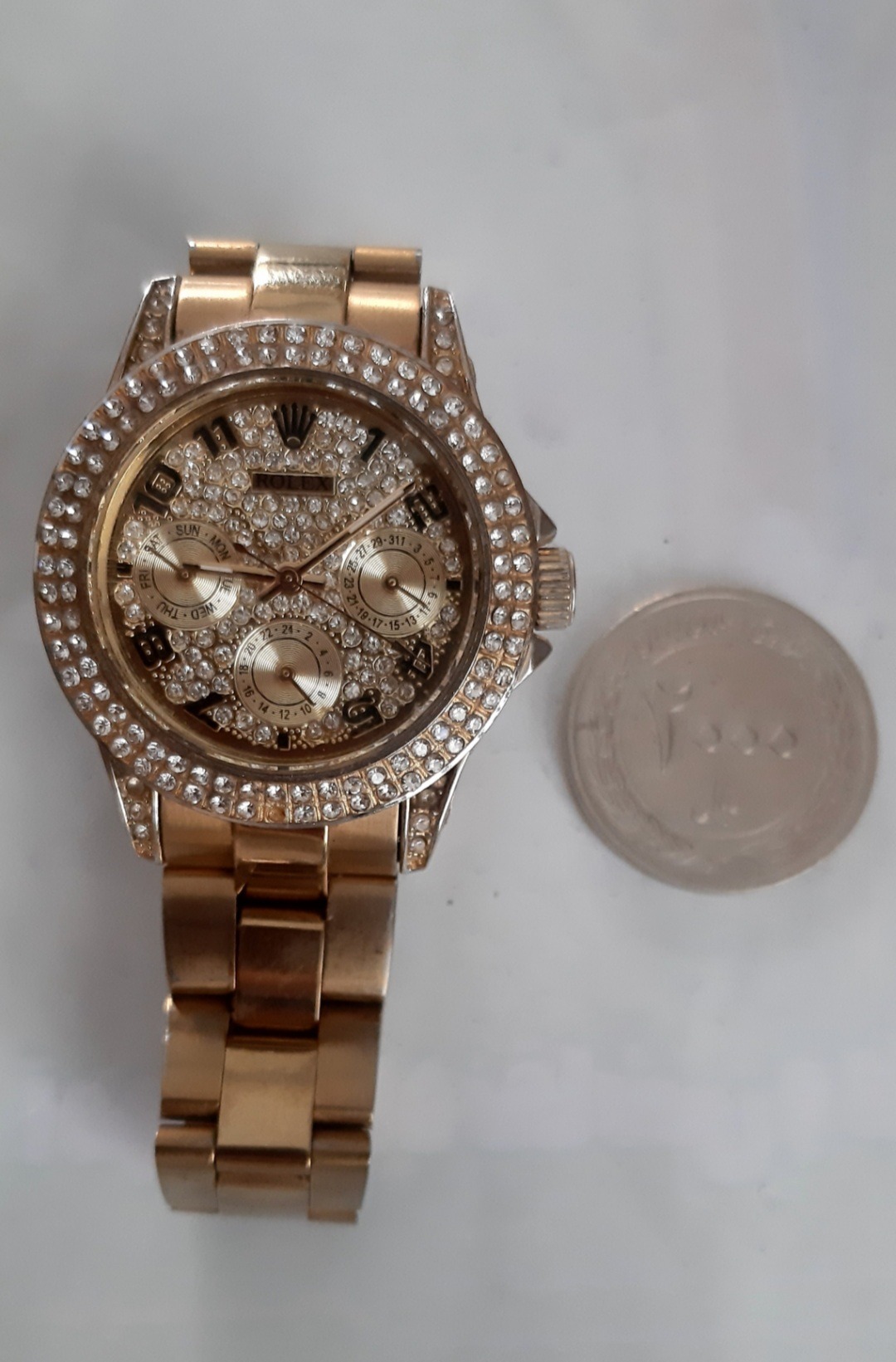 رولکس ROLEX کوارتز زنانه قاب طلایی موتور2030 ژاپن
