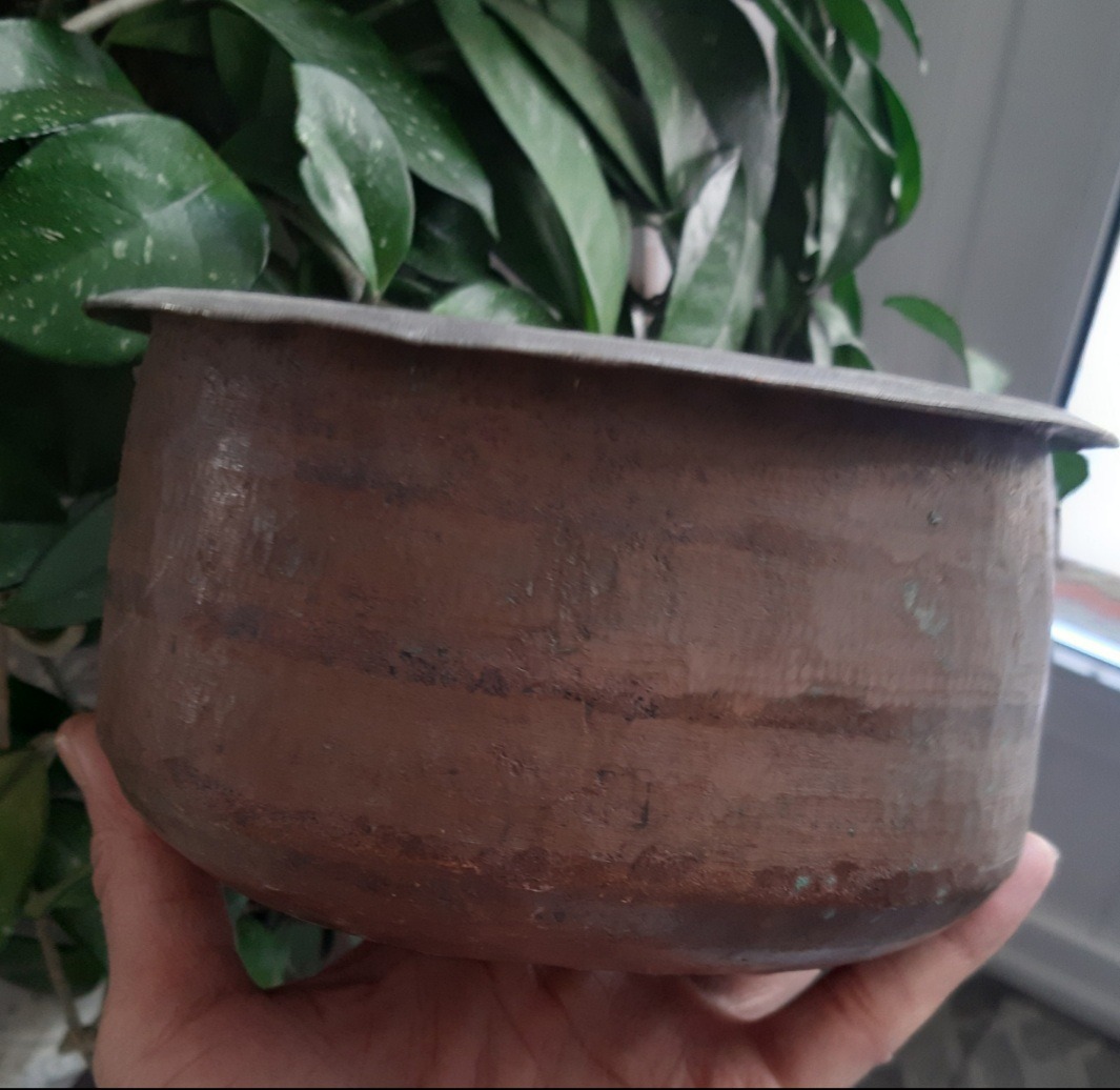 بادیه مسی قدیمی چکشی زیبا