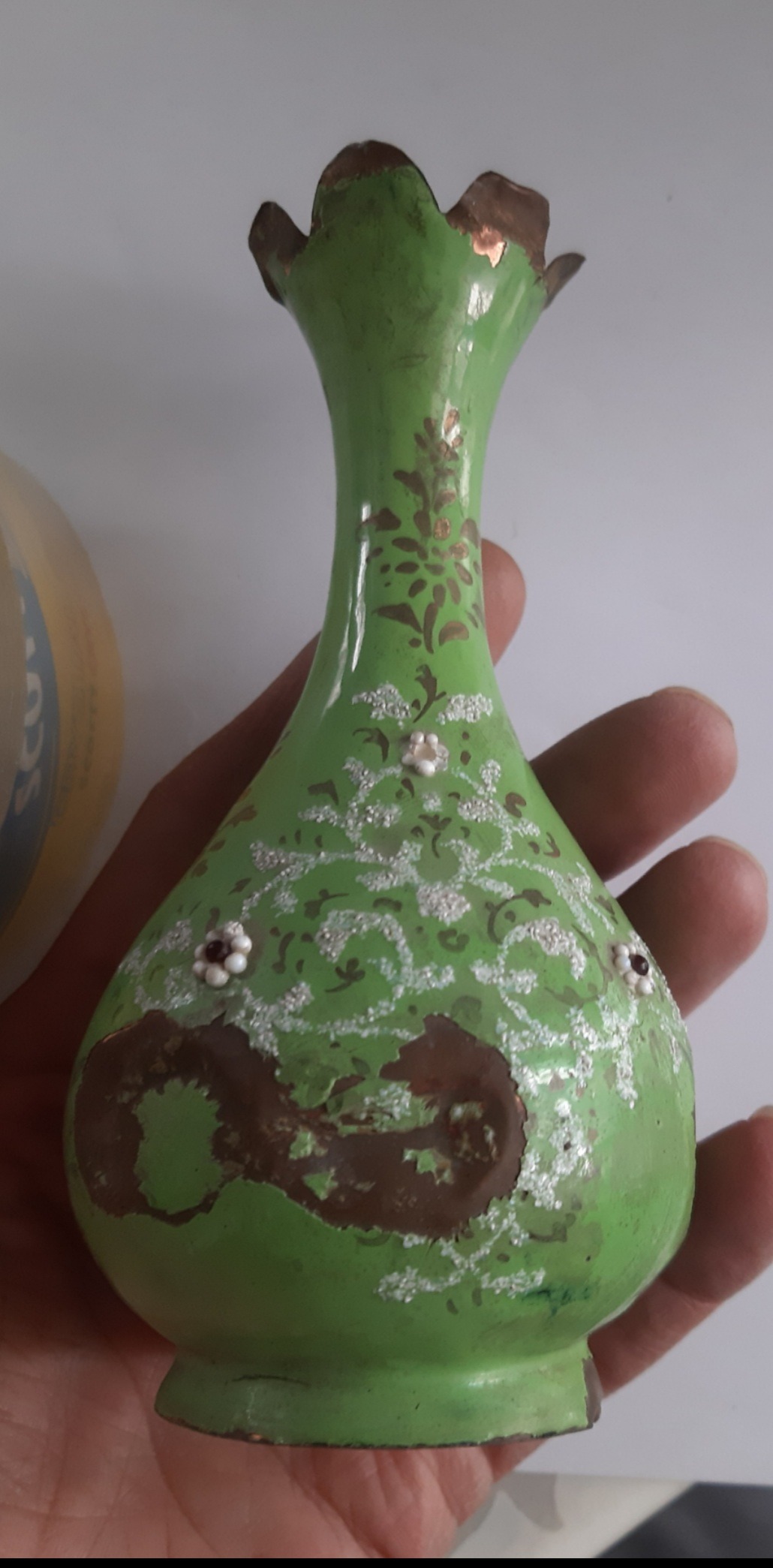 گلدان مسی قدیمی نقاشی دست و خاص