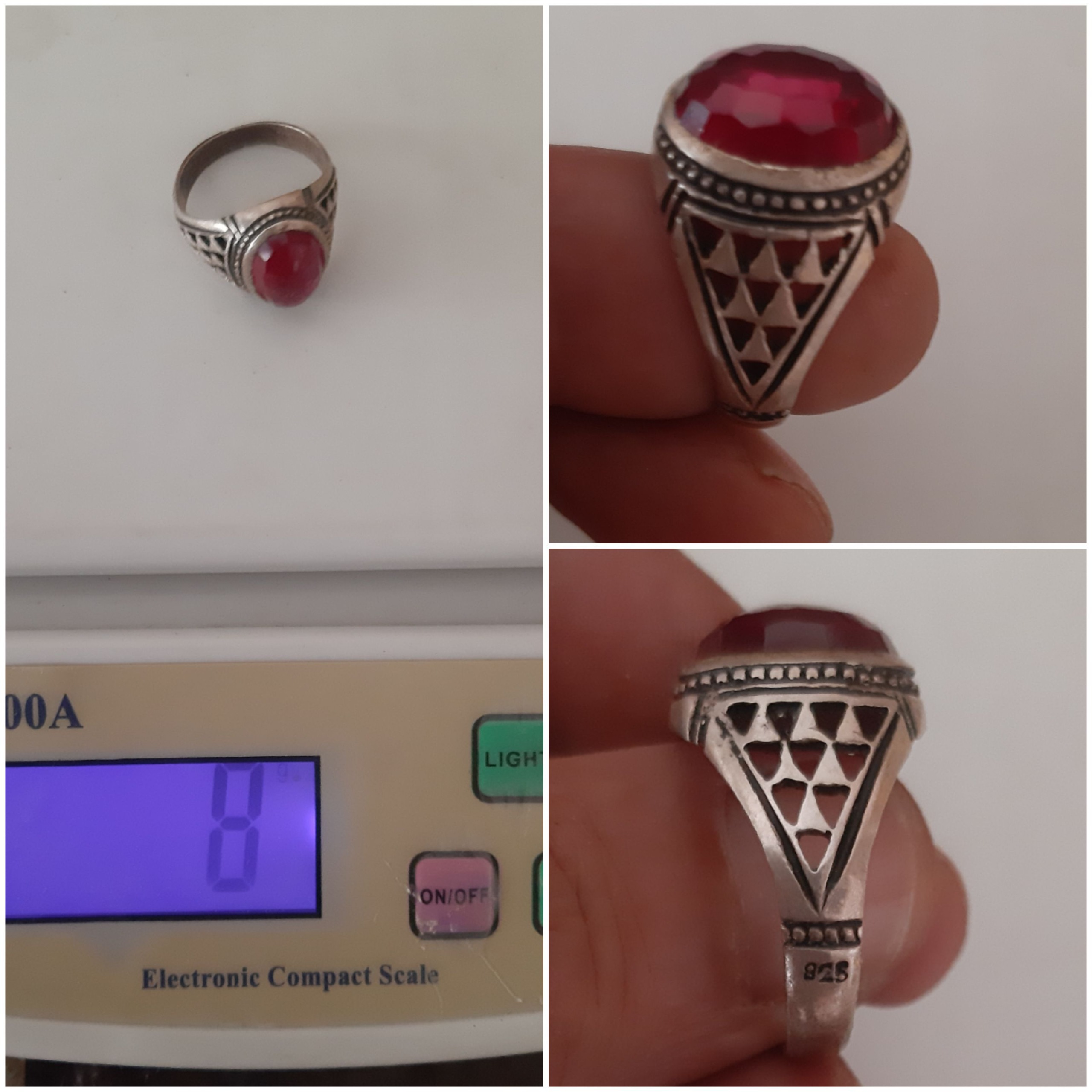 انگشتر یاقوت سرخ نقره رکاب پنجره ای خاص