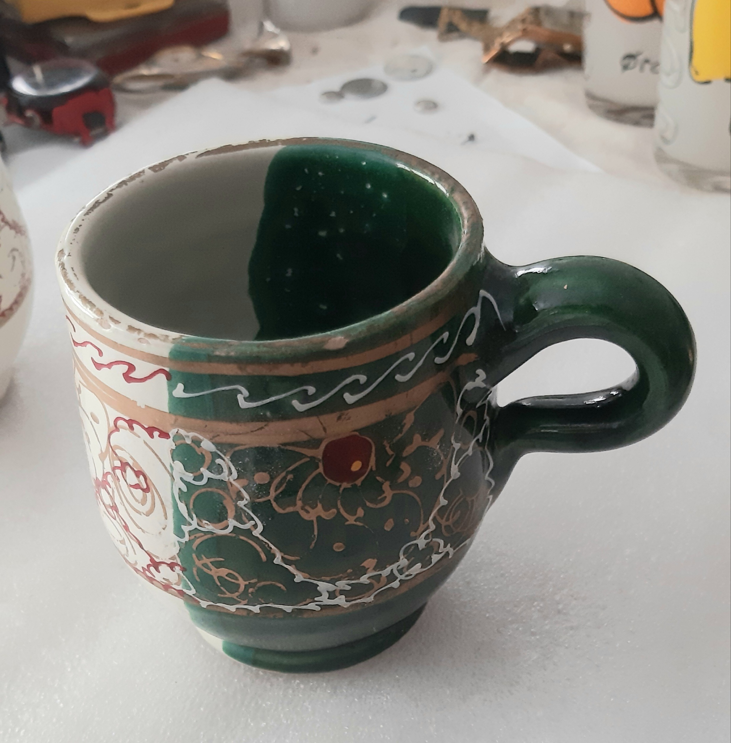 لیوان سفالی قدیمی نقاشی