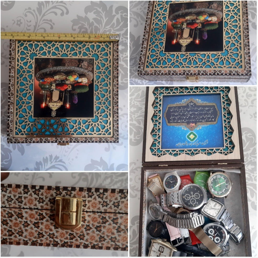 جعبه چوبی مربعی منبط کاری شده 20cm20