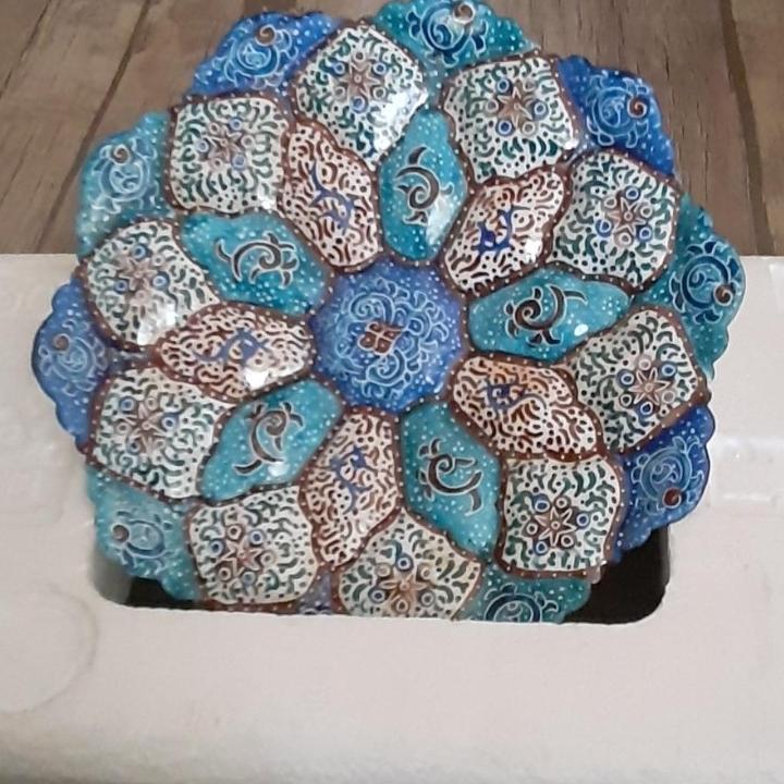 بشقاب مسی میناکاری دست 10سانت هنر اصفهان