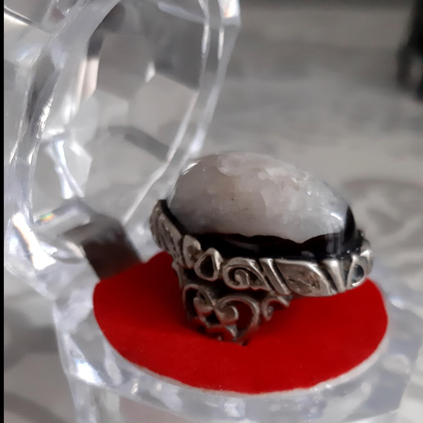 عقیق سلیمانی سفید یخی ترکیبی دورنگ