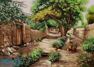 نخ و نقشه تابلو فرش طرح باغ میرزا