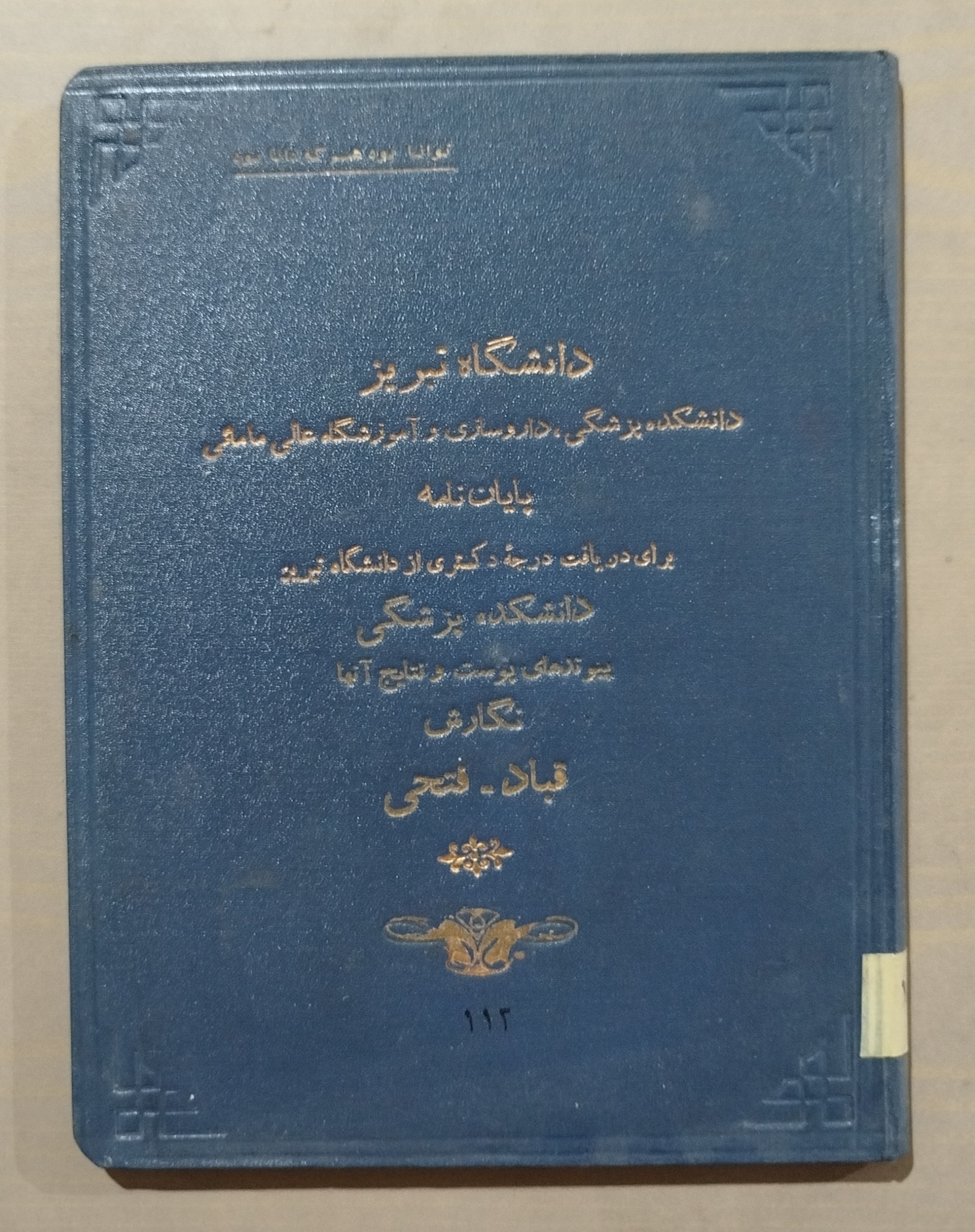 پایان نامه دکتری دانشکده پزشکی دانشگاه تبریز 1333
