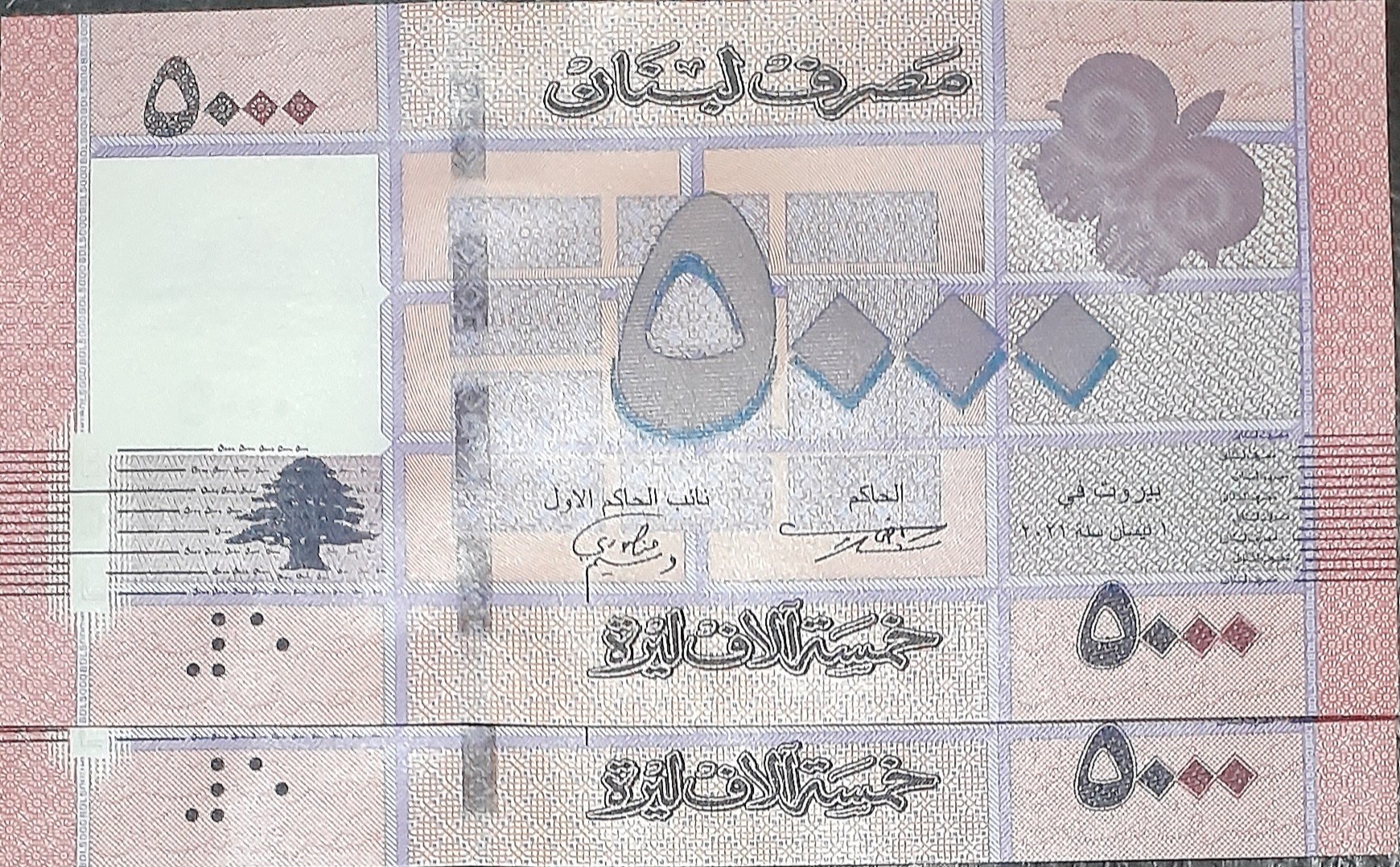 جفت بانکی اسکناس 5000 لیره لبنان 2021 میلادی