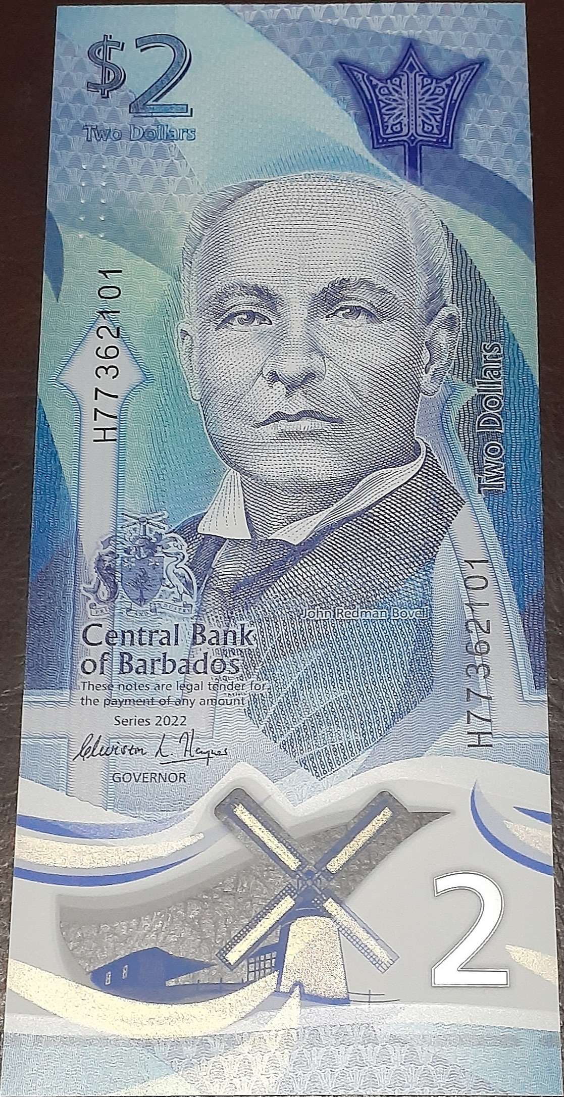 اسکناس پلیمری 2 دلار باربادوس سوپربانکی
