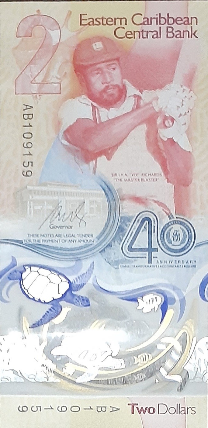 اسکناس 2 دلار کارائیب شرقی پلیمری