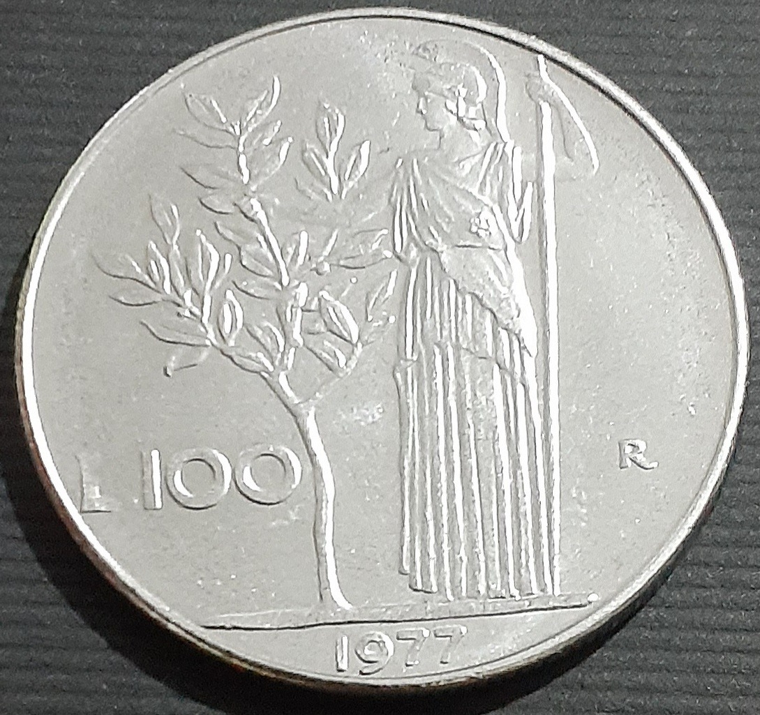 سکه 100 لیر ایتالیا سال 1977 میلادی