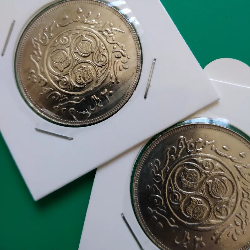 جفت سکه 20 ریال خون بر شمشیر (بانکی و لعابدار)