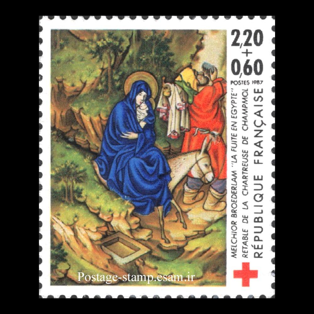 تمبر فرانسه - صلیب سرخ - مسیح - 1987