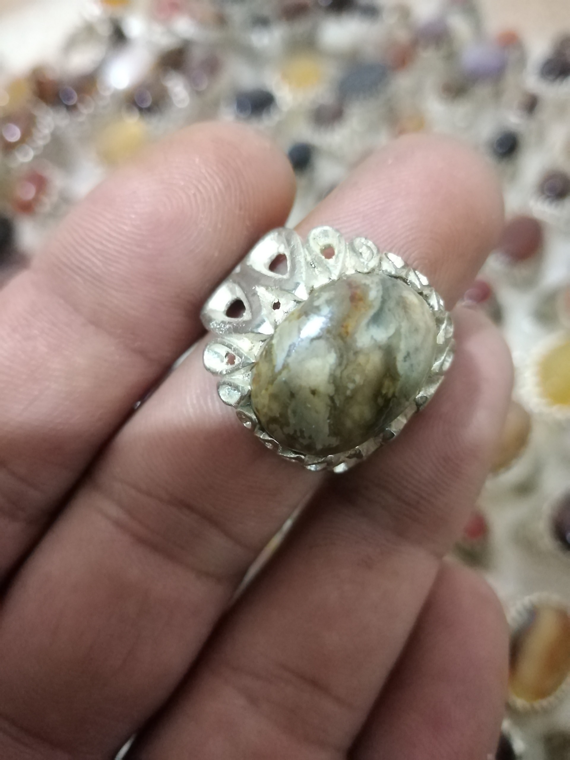 انگشتر قدیمی عقیق روکش نقره