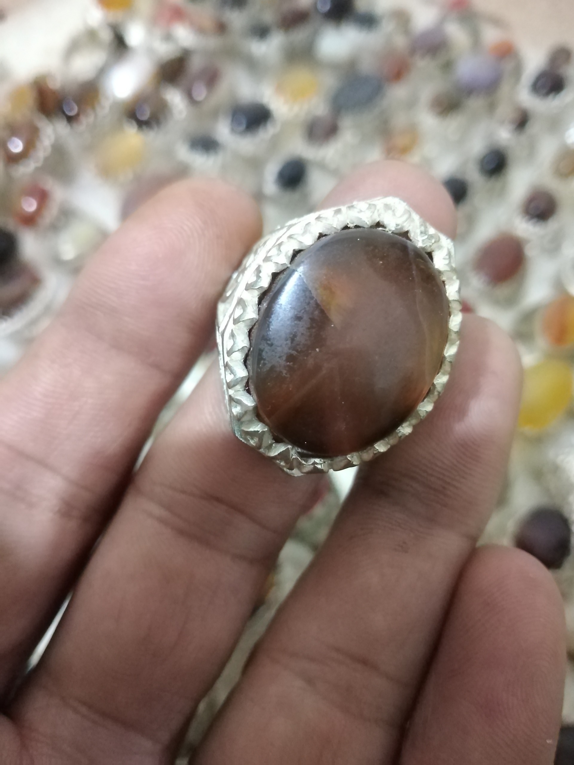 انگشتر قدیمی عقیق روکش نقره