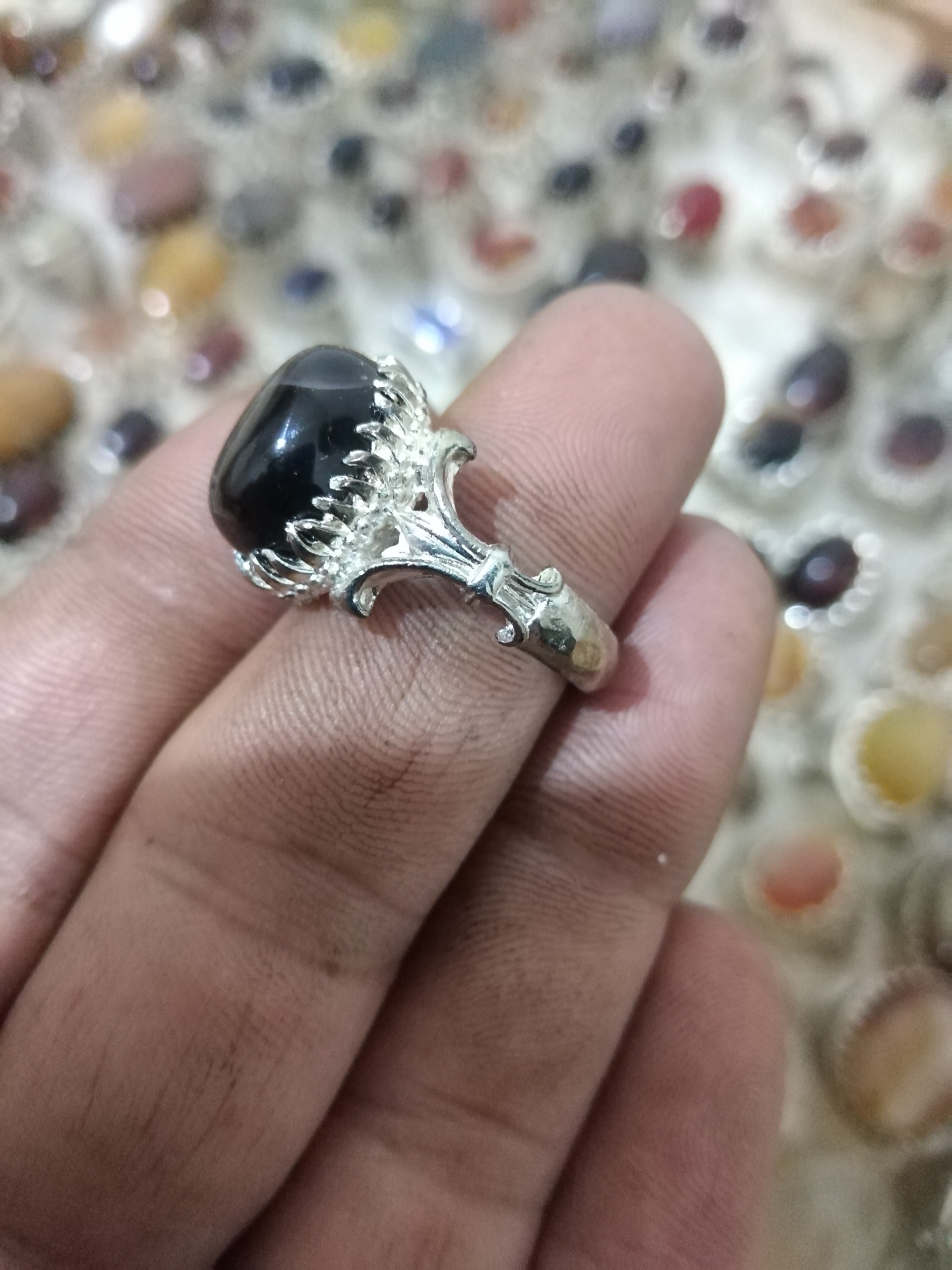 انگشتر زنانه عقیق روکش نقره