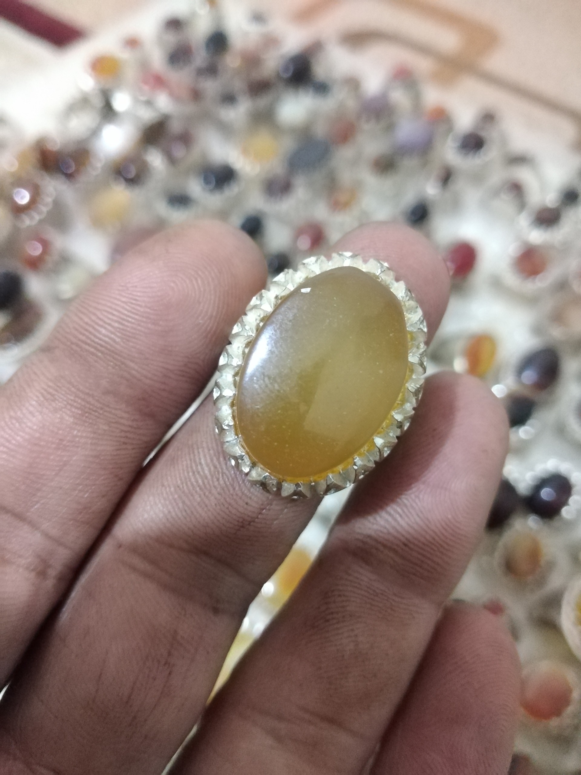 انگشتر قدیمی عقیق روکش نقره