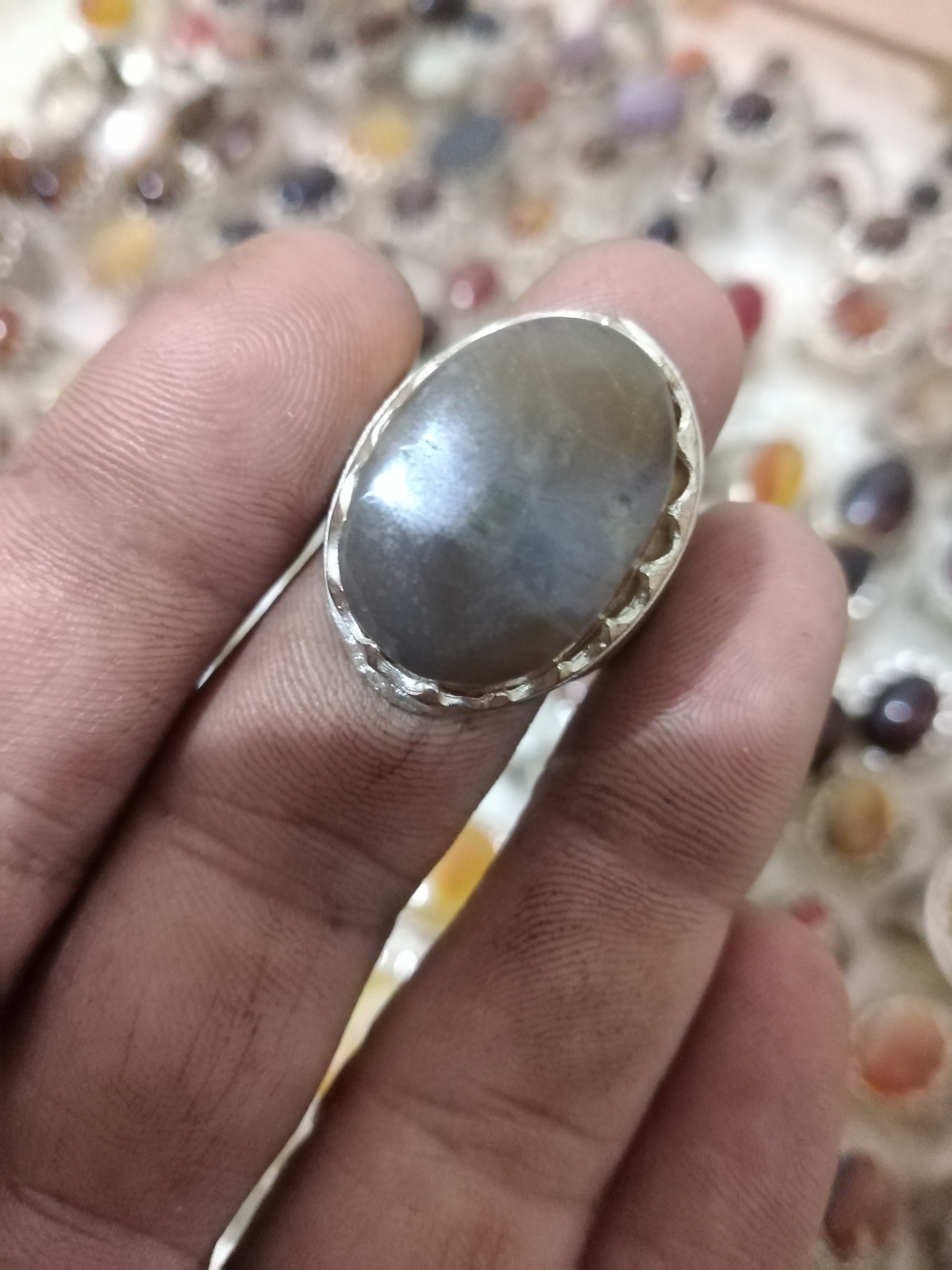 انگشتر قدیمی عقیق روکش نقره