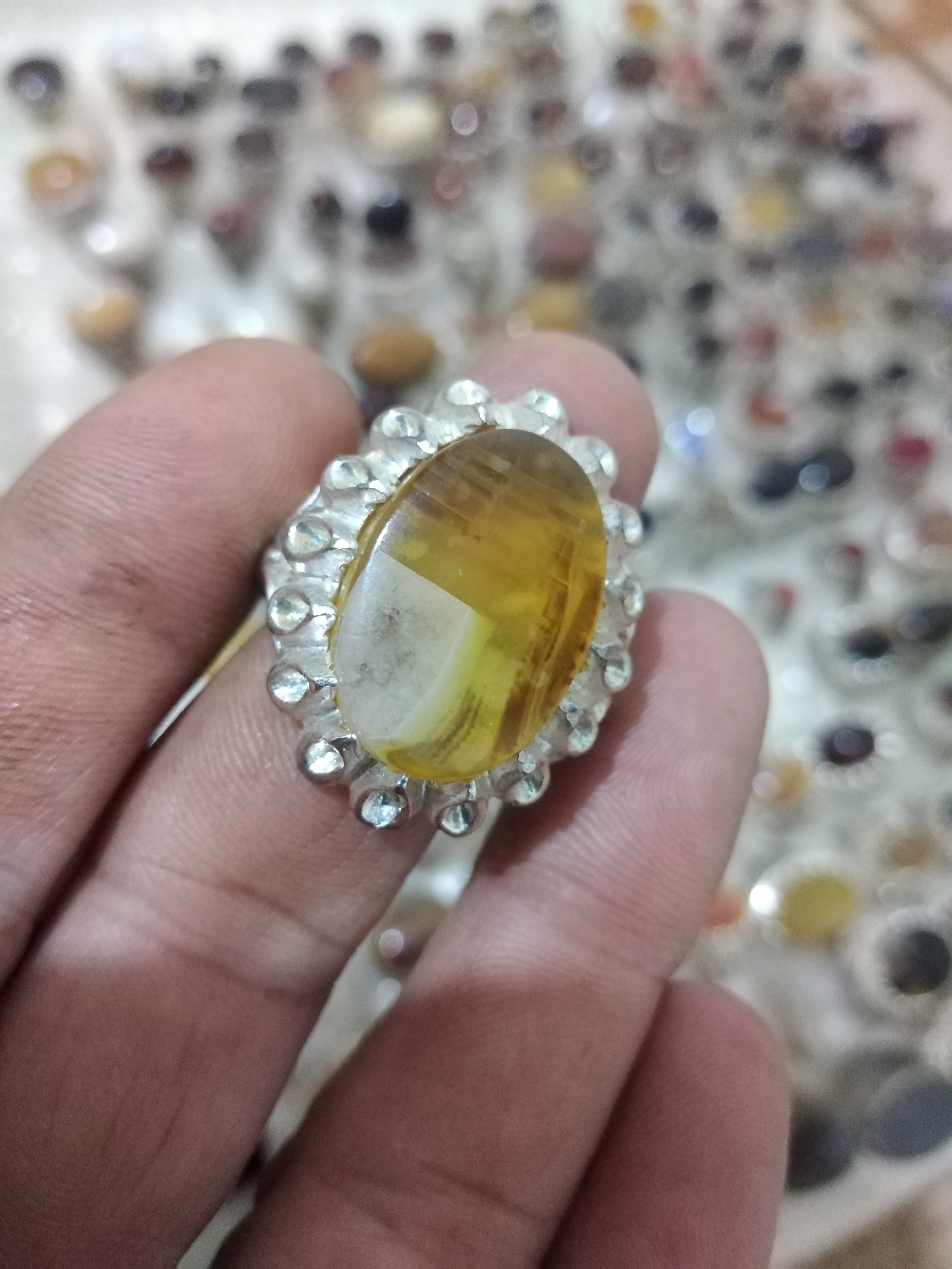 انگشتر قدیمی عقیق روکش نقره