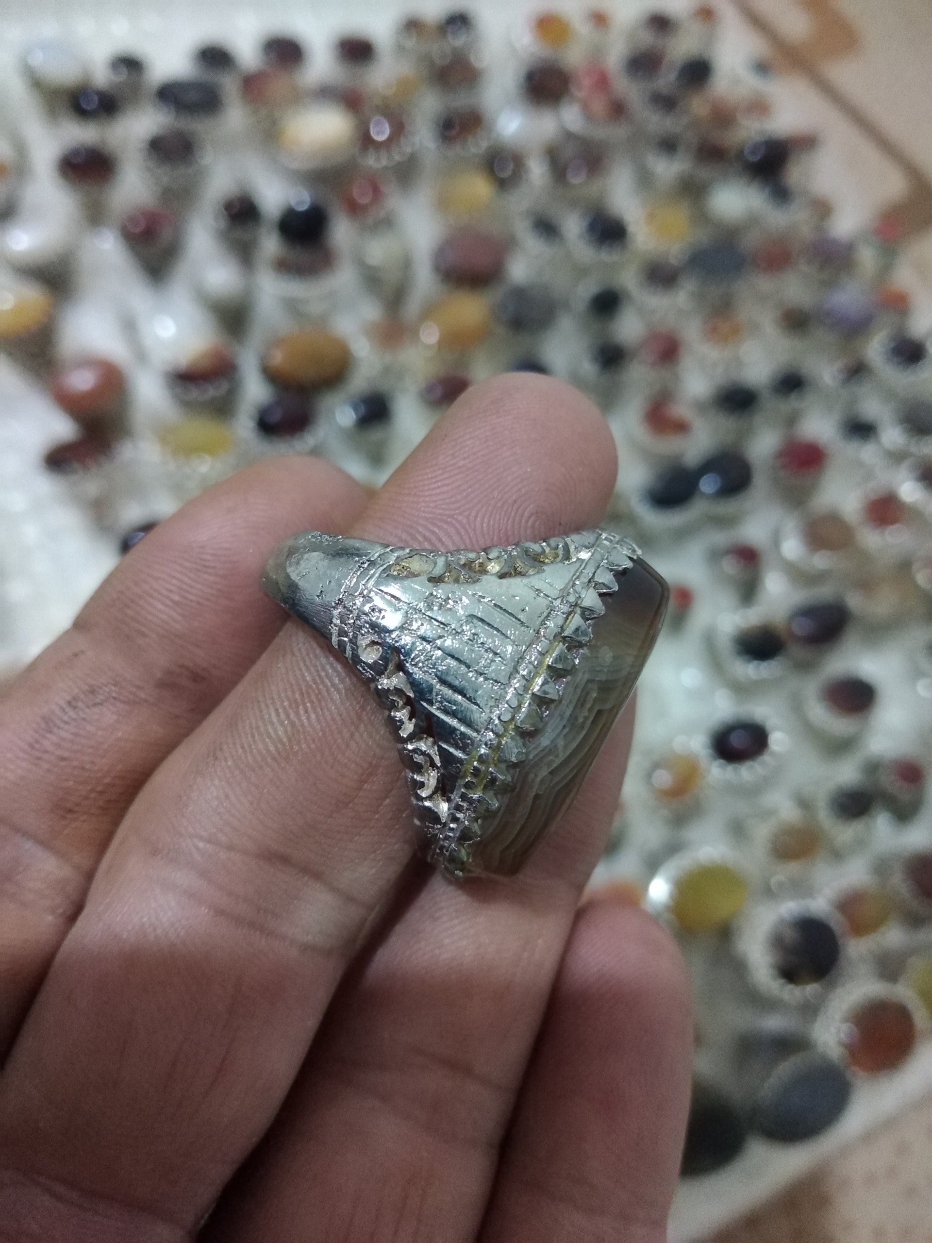 انگشتر قدیمی عقیق سلیمانی درشت
