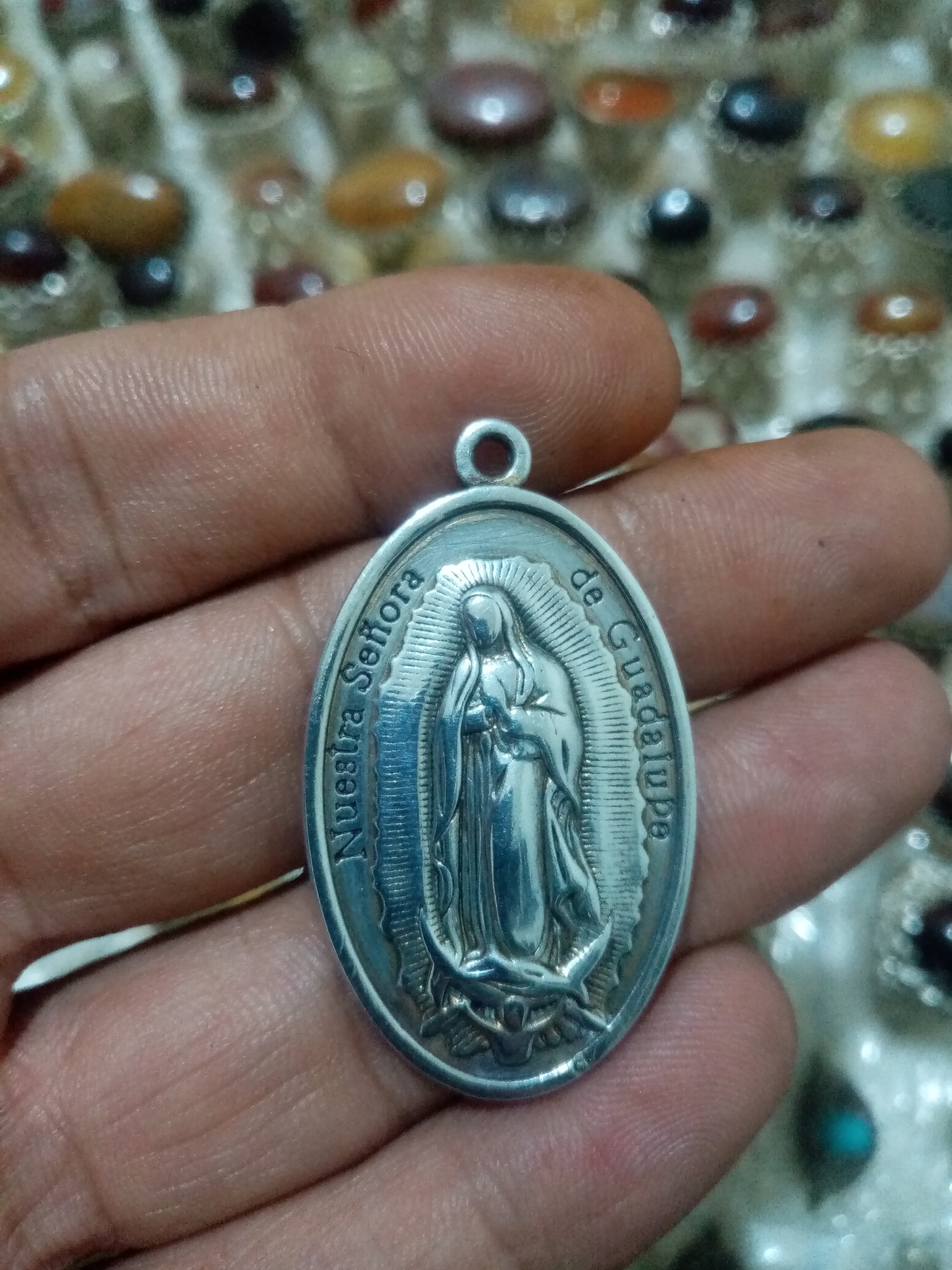 پلاک عتیقه نقره مریم مقدس و عیسی مسیح