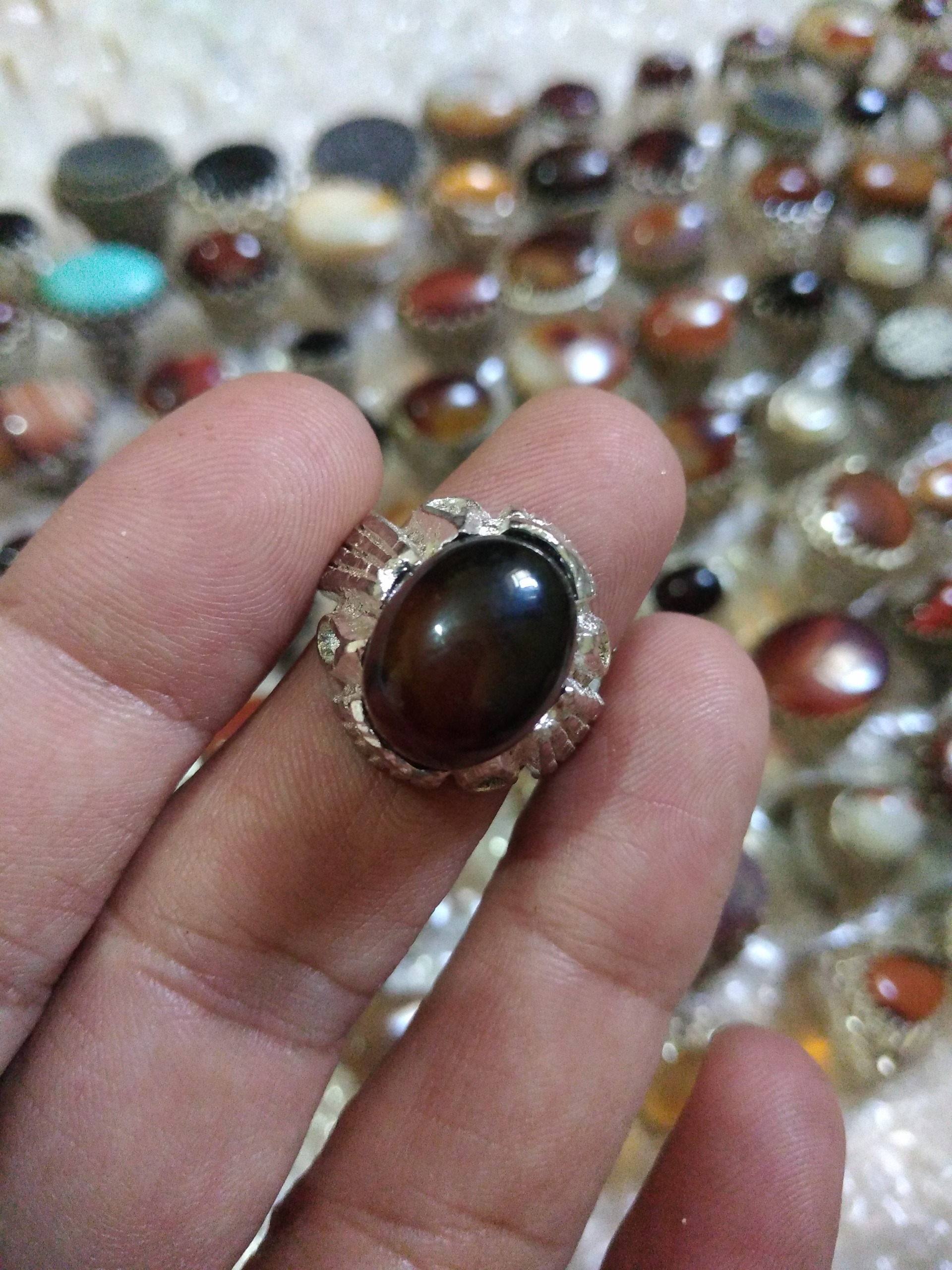 انگشتر قدیمی عقیق روکش نقره