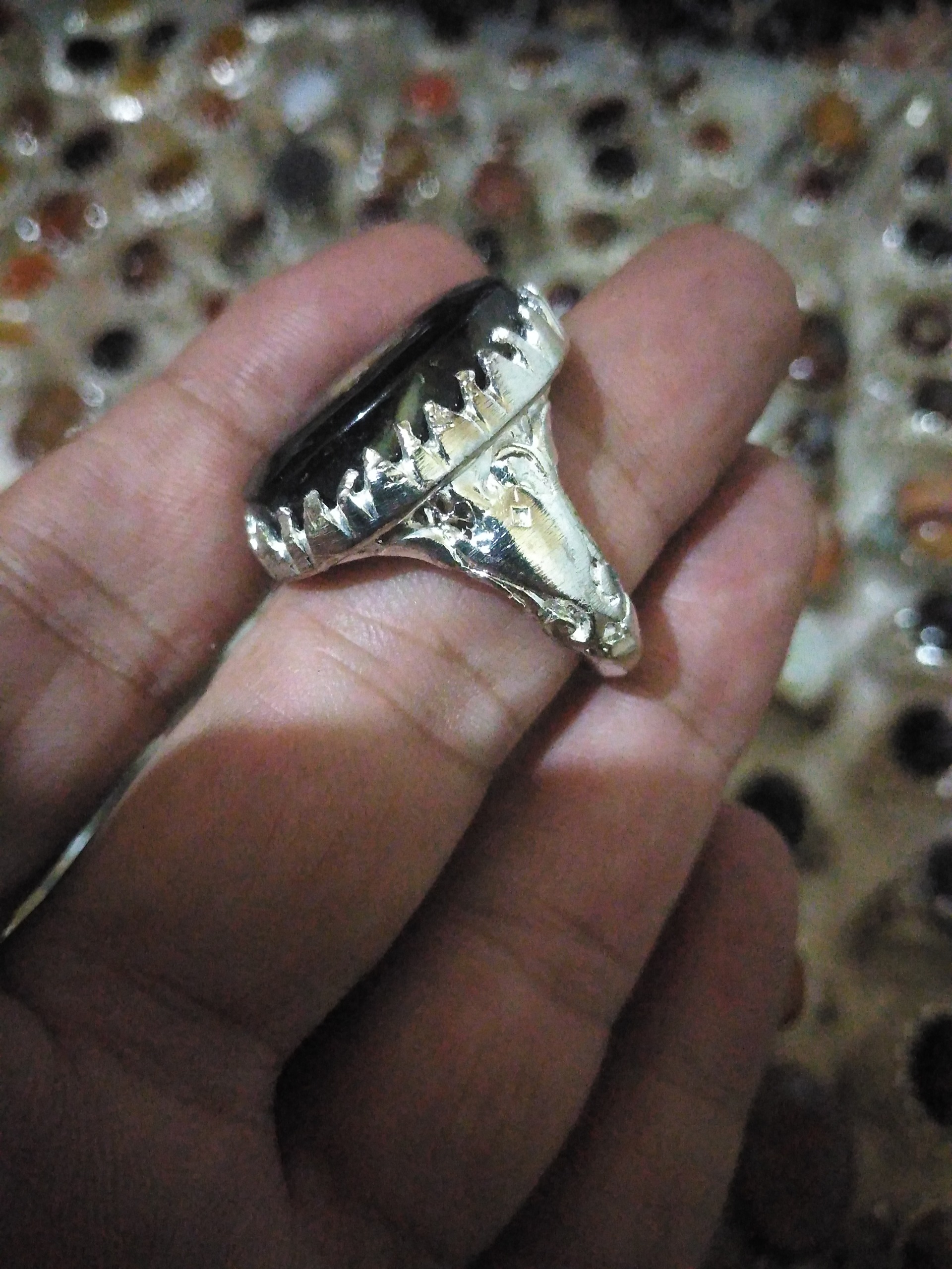 انگشتر قدیمی عقیق روکش نقره