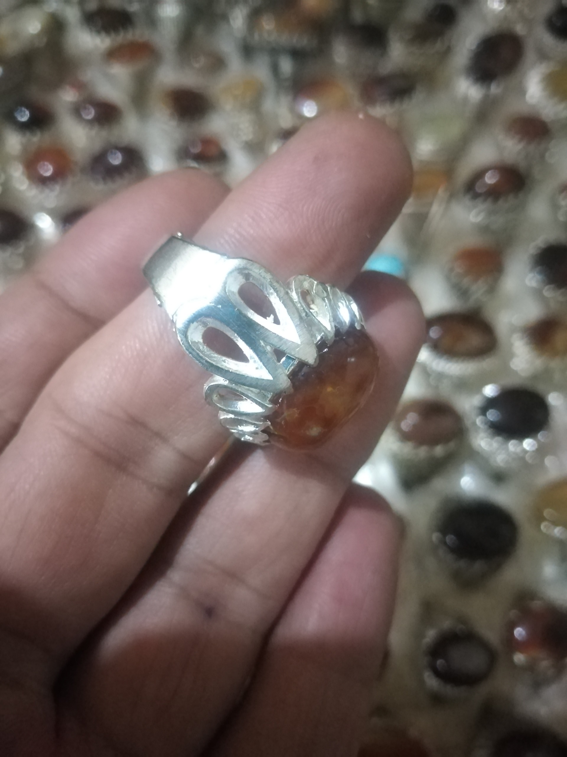 انگشتر قدیمی عقیق روکش نقره