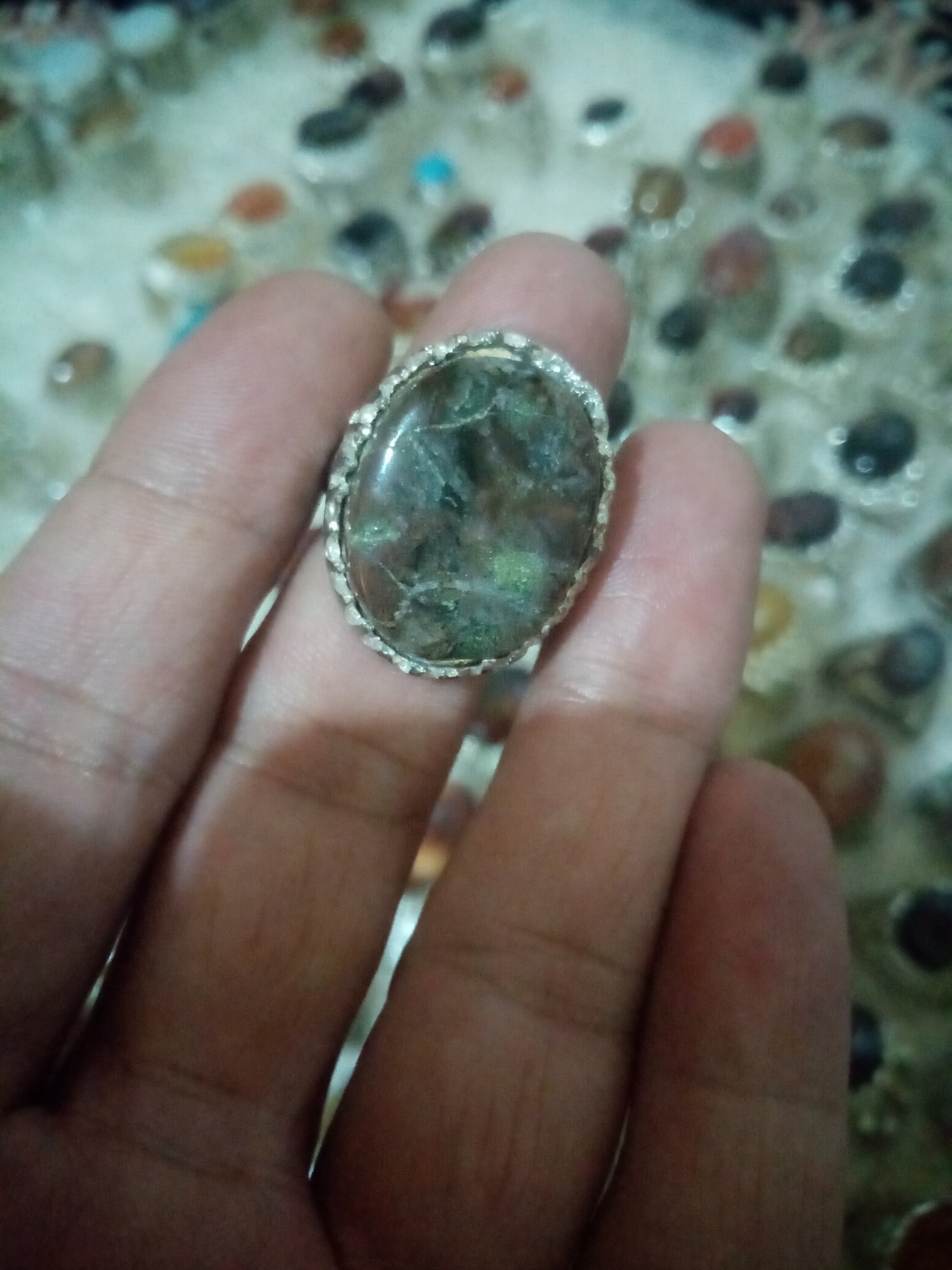 انگشتر قدیمی عقیق روکش نقره