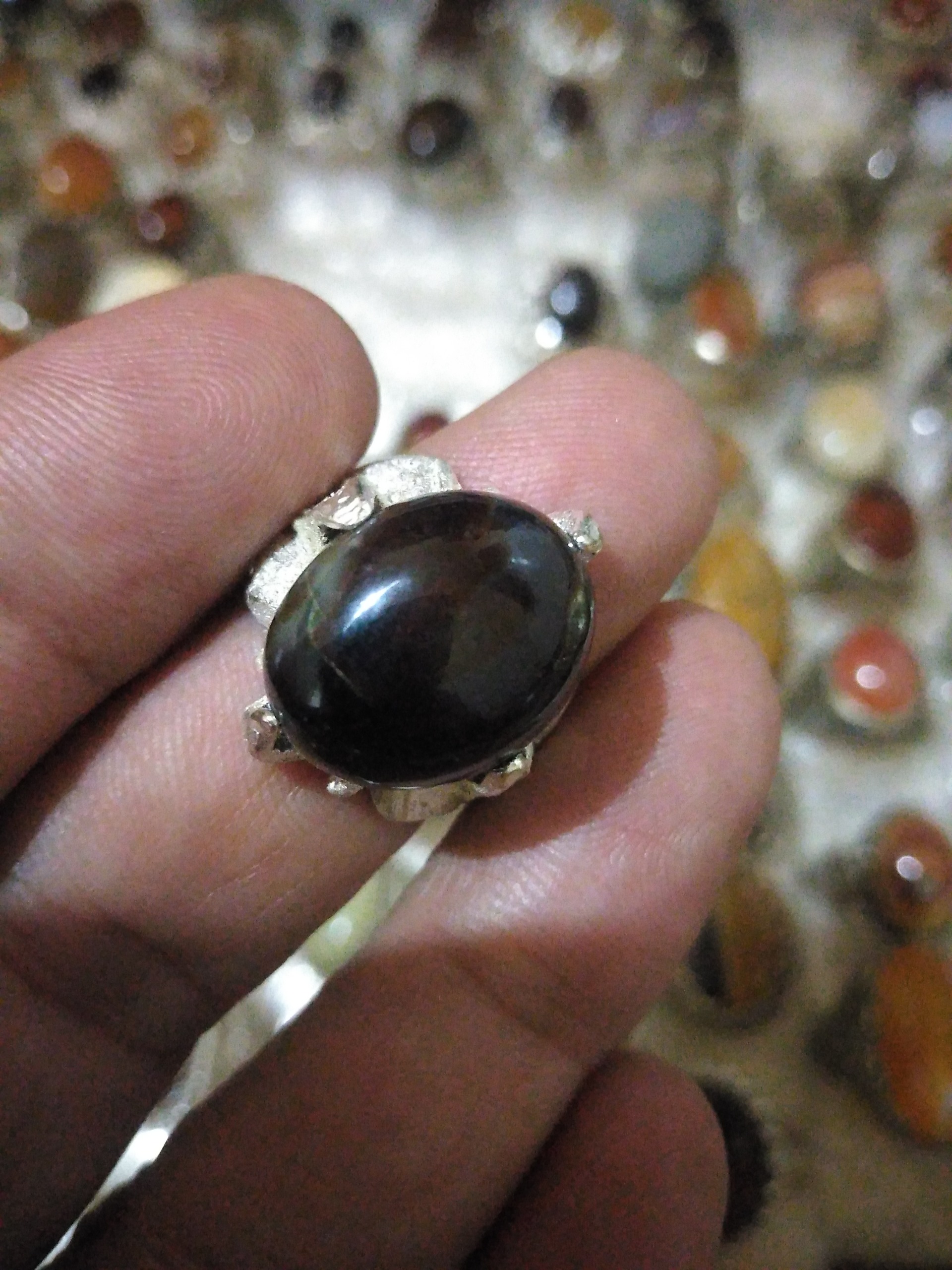 انگشتر قدیمی عقیق روکش نقره