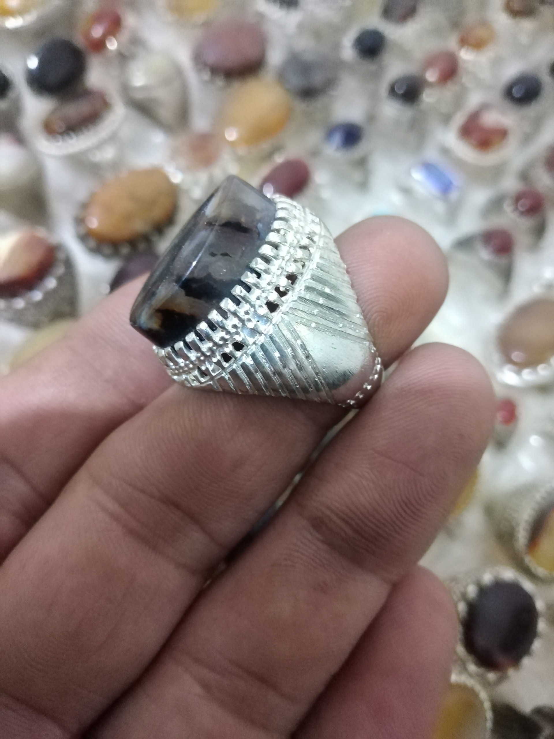 انگشتر قدیمی عقیق روکش نقره
