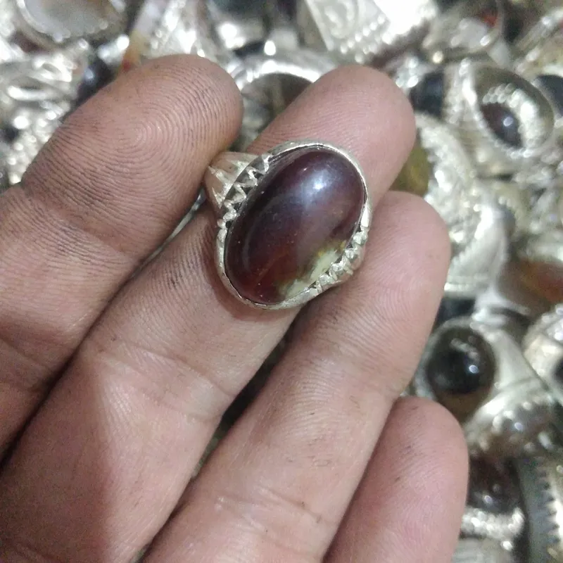 انگشتر قدیمی عقیق روکش نقره