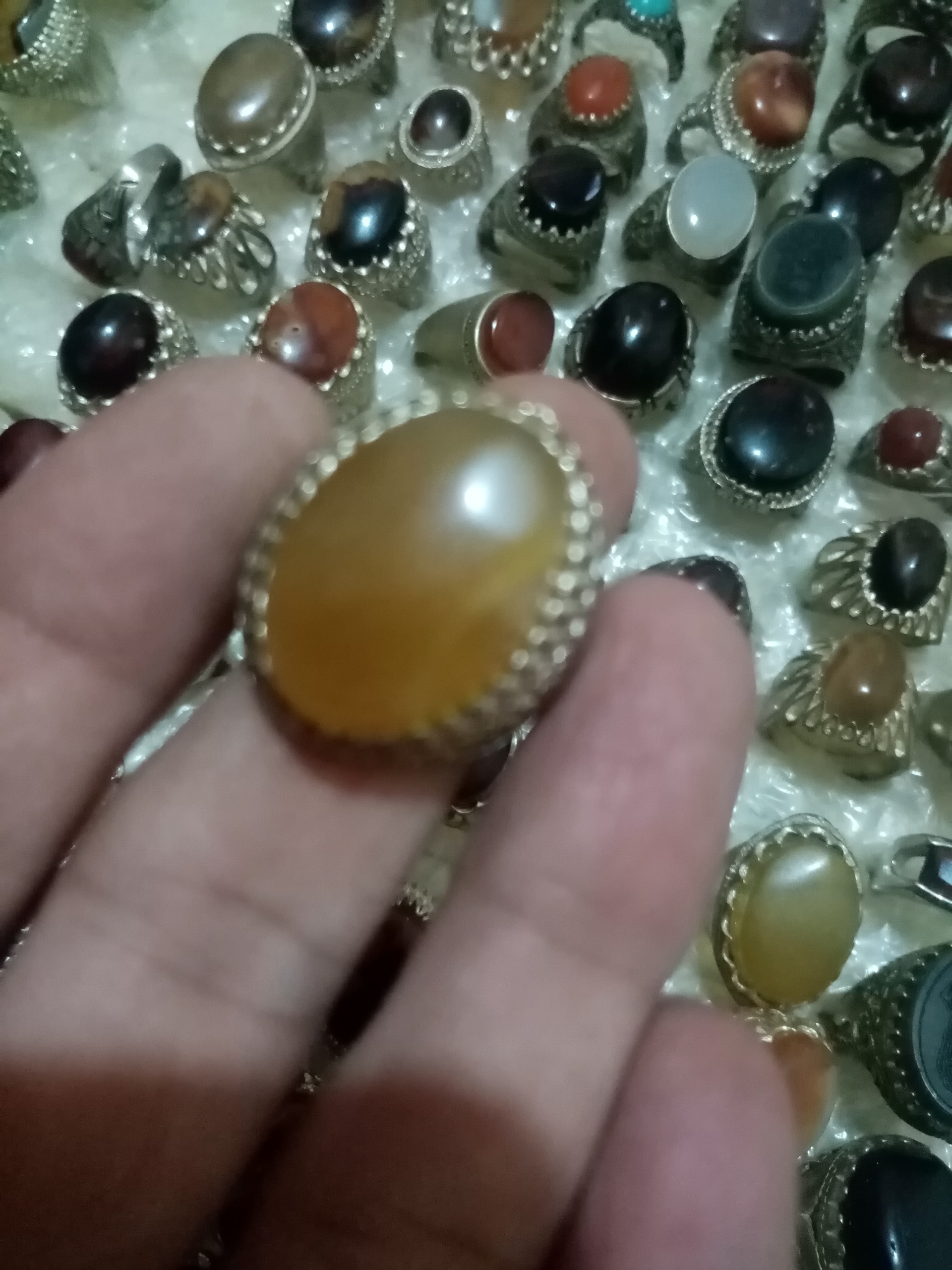 انگشتر قدیمی عقیق روکش نقره