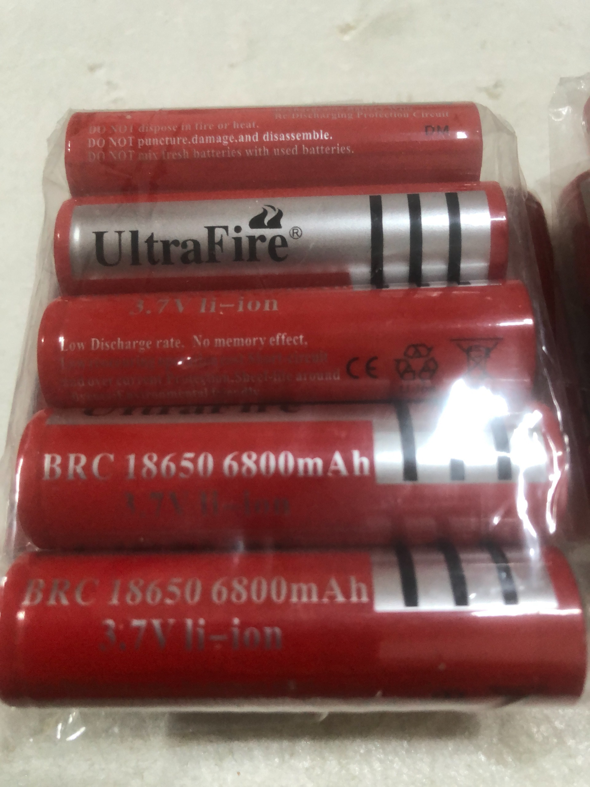 بسته 5 عددی باتری شارژی18650نوکدار نو