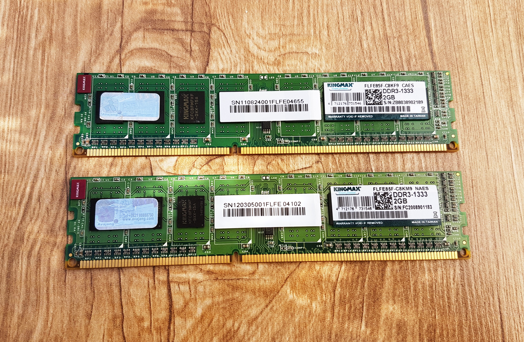 دو عدد RAM باس 1333 KINGMAX DDR3 2GB تایوان