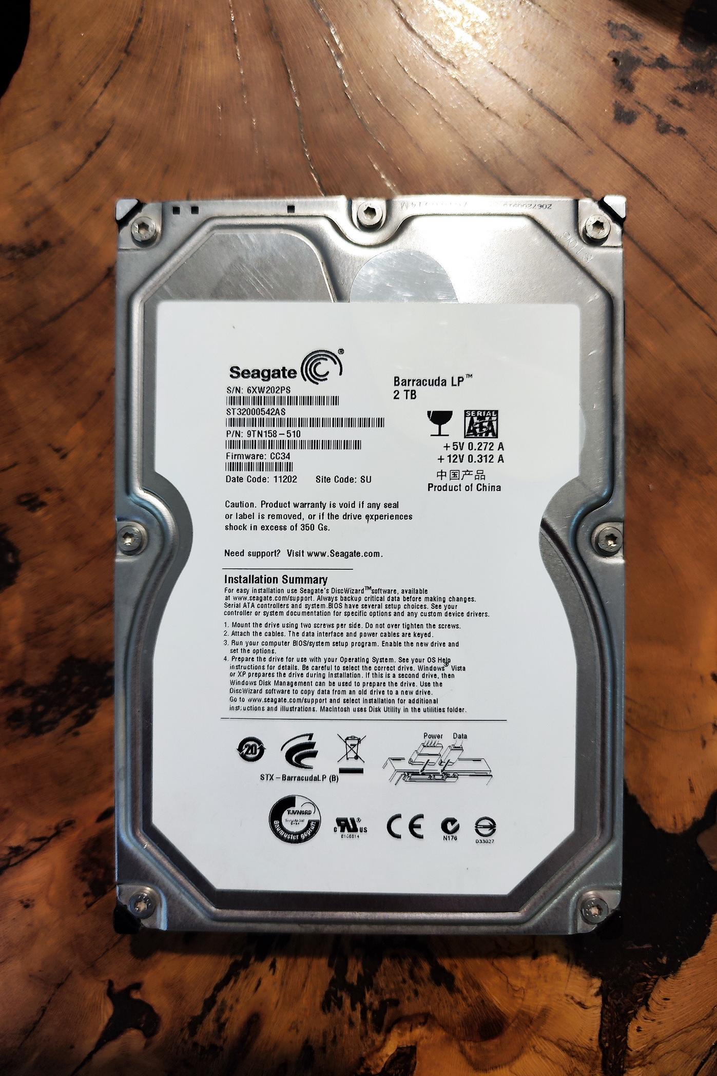 هارد 2 ترا SEAGATE باراکودا-سلامت 100 درصد