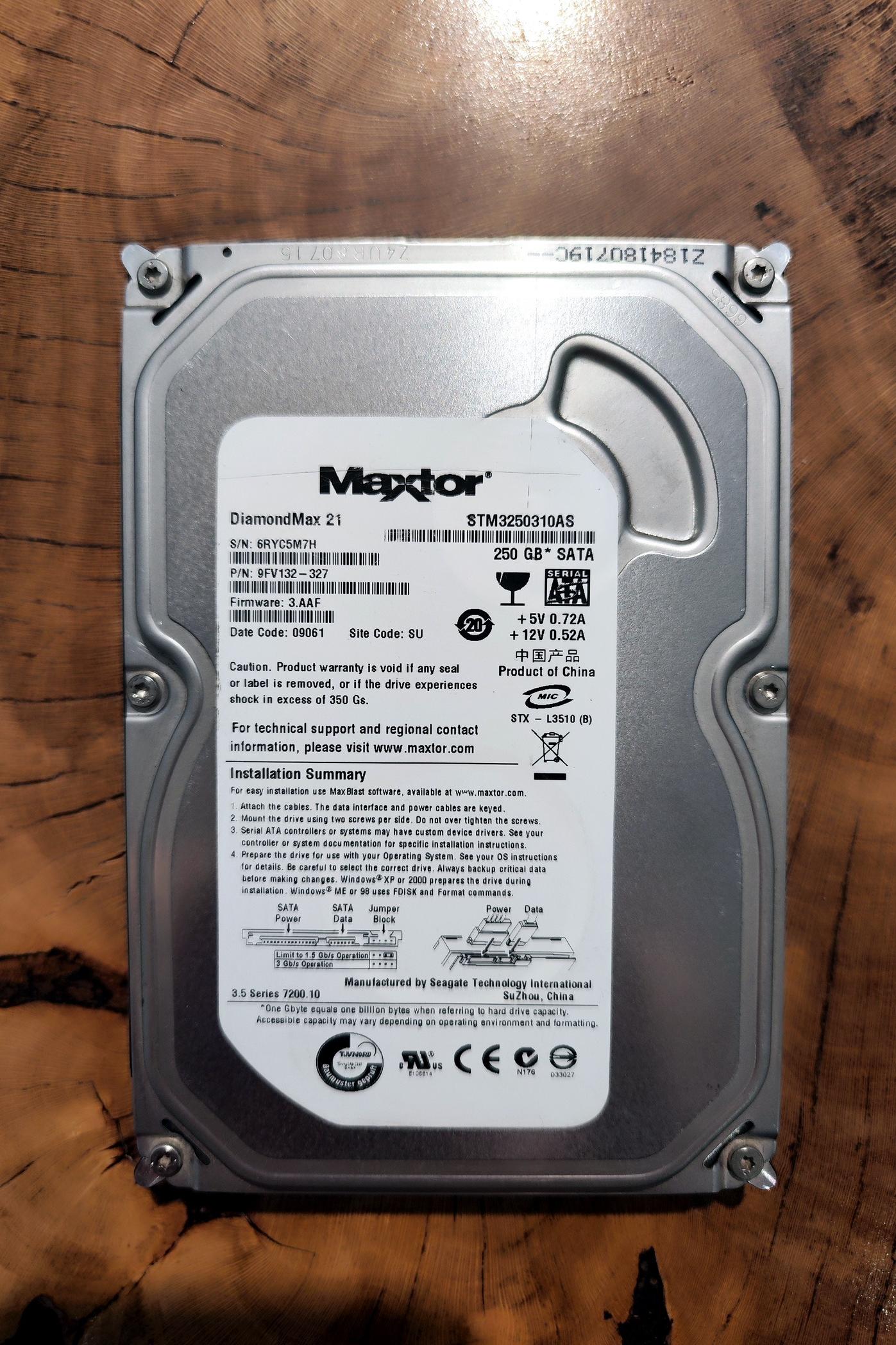 هارد 250 گیگ MAXTOR سلامت 99 درصد