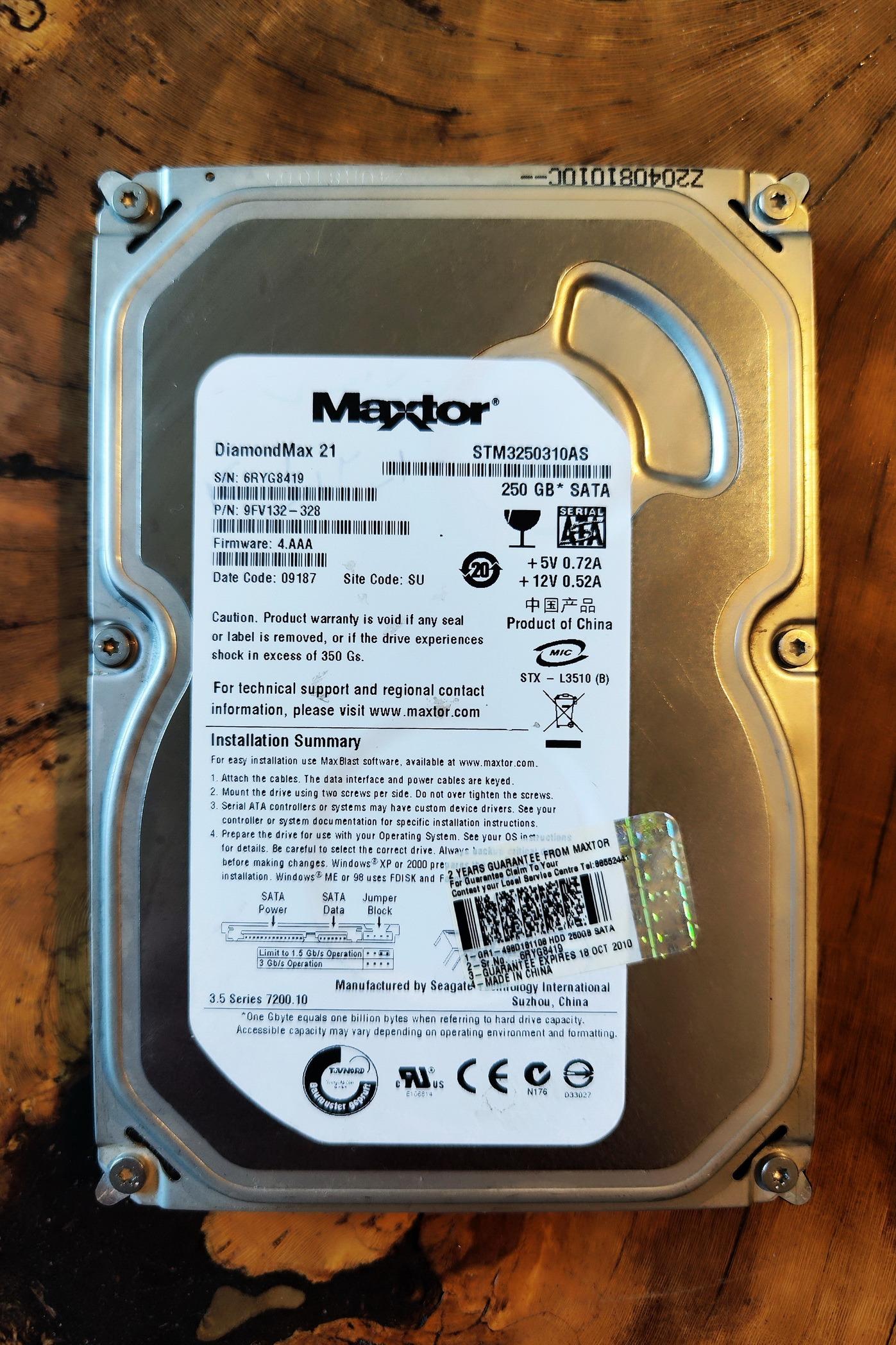 هارد 250 گیگ MAXTOR سلامت 100 درصد