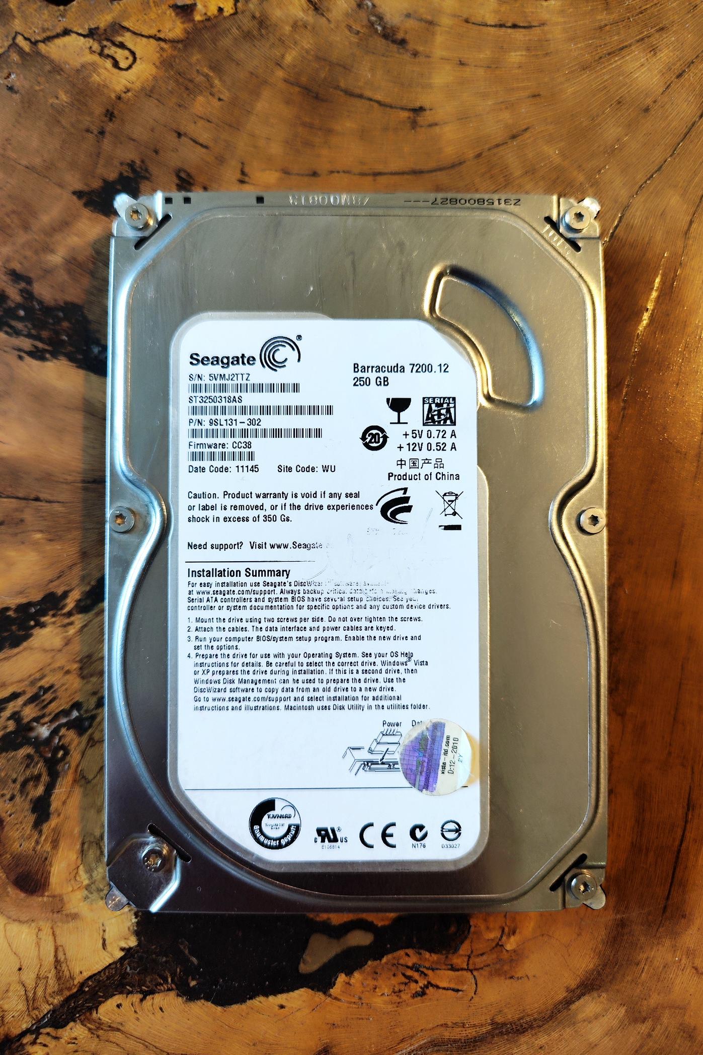 هارد 250 گیگ SEAGATE باراکودا-سلامت 100 درصد