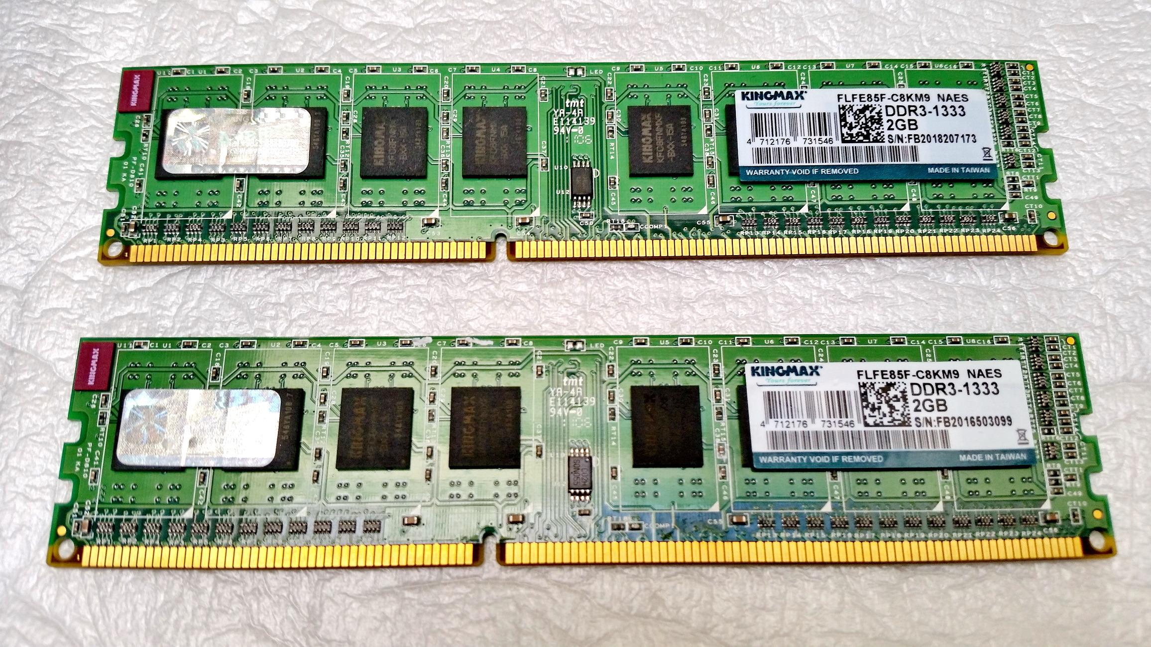 دو عدد RAM باس 1333 KINGMAX DDR3 2GB تایوان