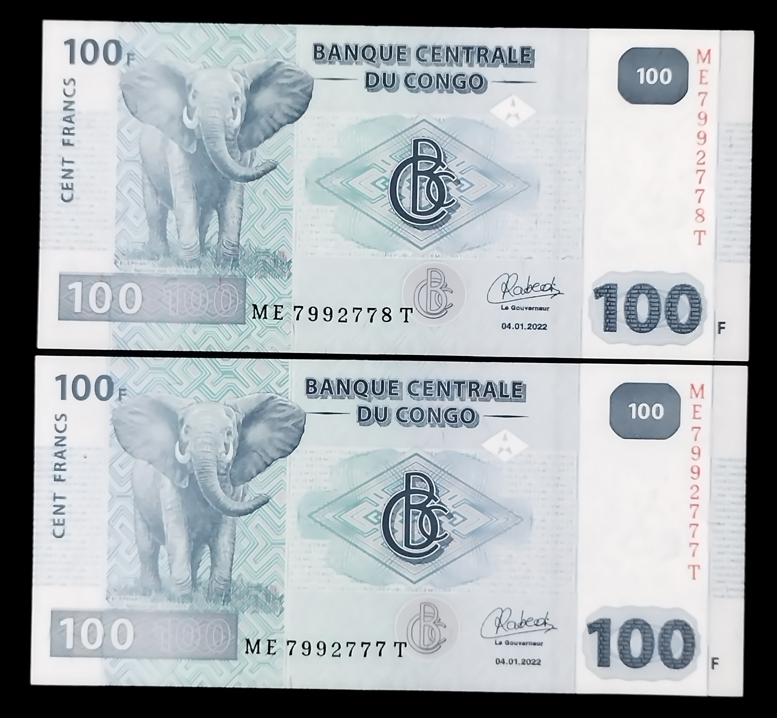 جفت اسکناس سوپربانکی 100فرانک کنگوشماره قشنگ