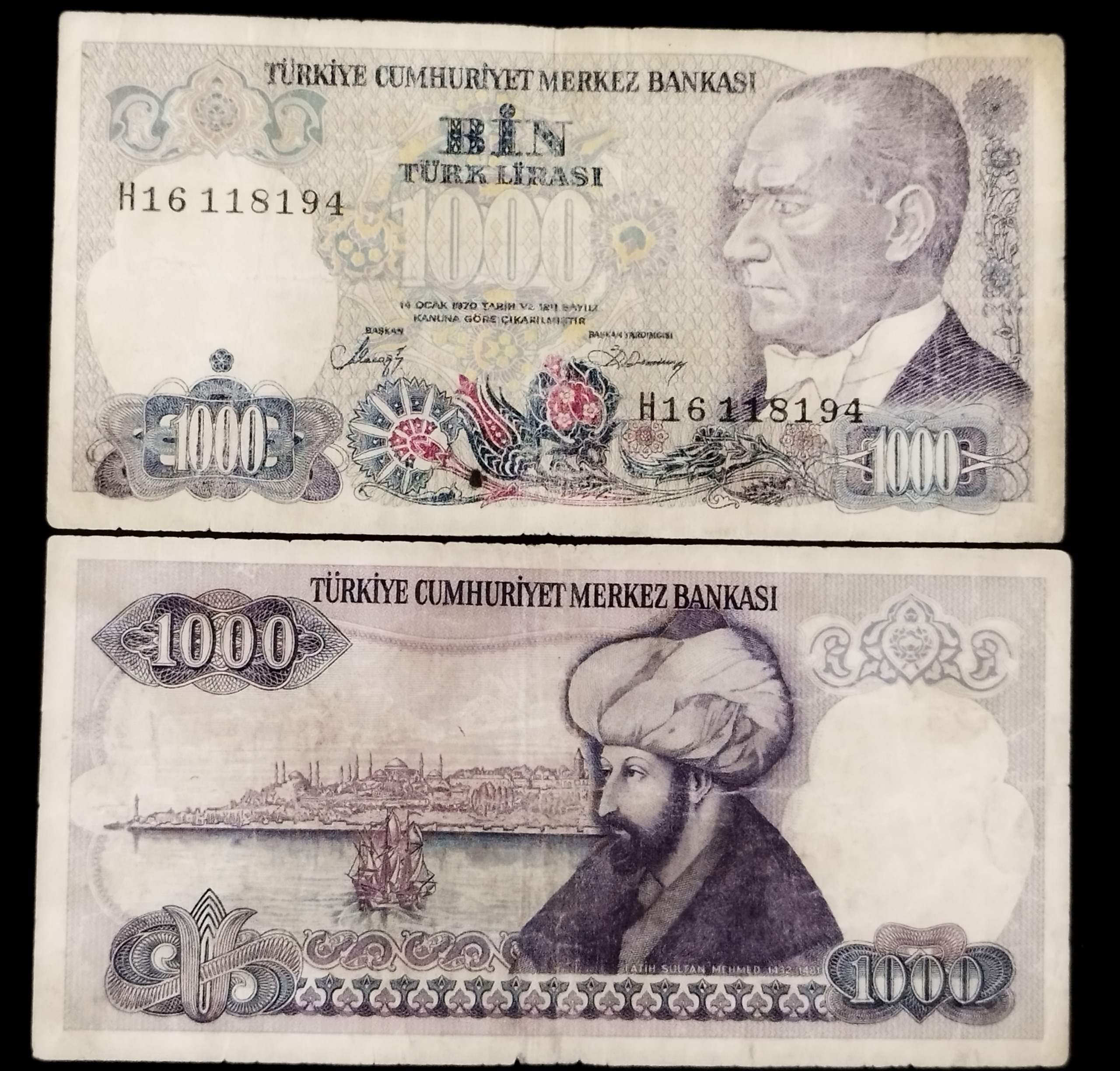 اسکناس بی نظیر وشماره کلکسیونی 1000لیره ترکیه