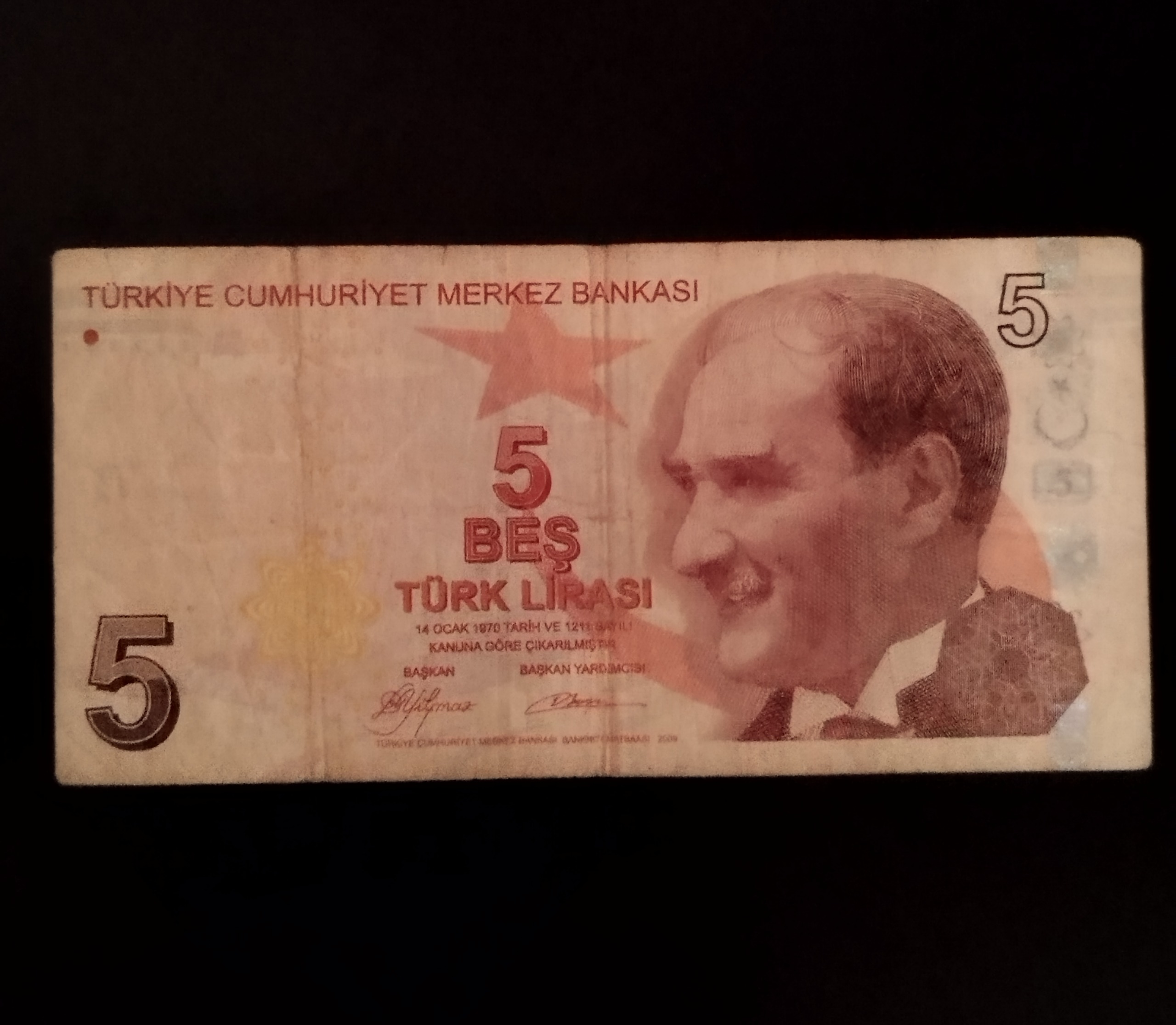 اسکناس زیبا 5 لیره ترکیه /ارزشمندوکلکسیونی