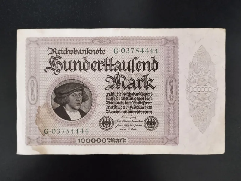 اسکناس100000مارک آلمان 1923شمارره بسیارزیبا