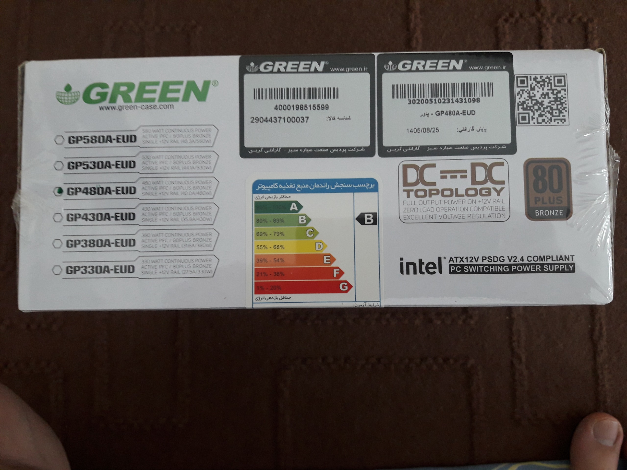 پاور 480وات Green مدل GP480A-EUD 80Plus Bronze