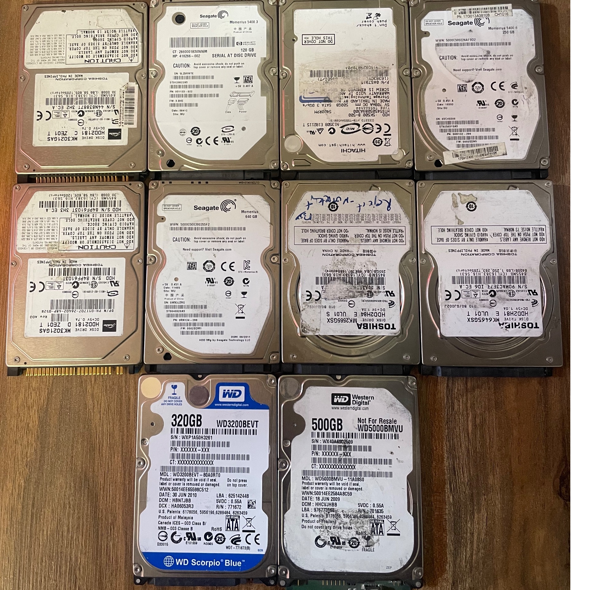 تعدادی هارد لپ تاپ