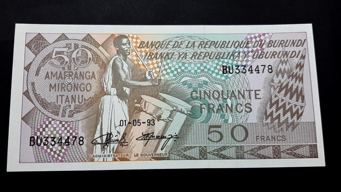 اسکناس تک بانکی 50 فرانک بوروندی بروندی 1993