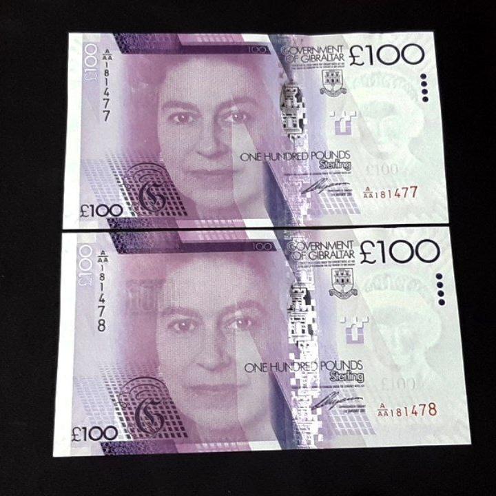 اسکناس تک بانکی 100 پوند جبل الطارق کاغذی ملکه