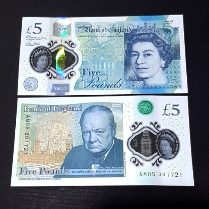 اسکناس تک بانکی 5 پوند پلیمری انگلستان انگلیس