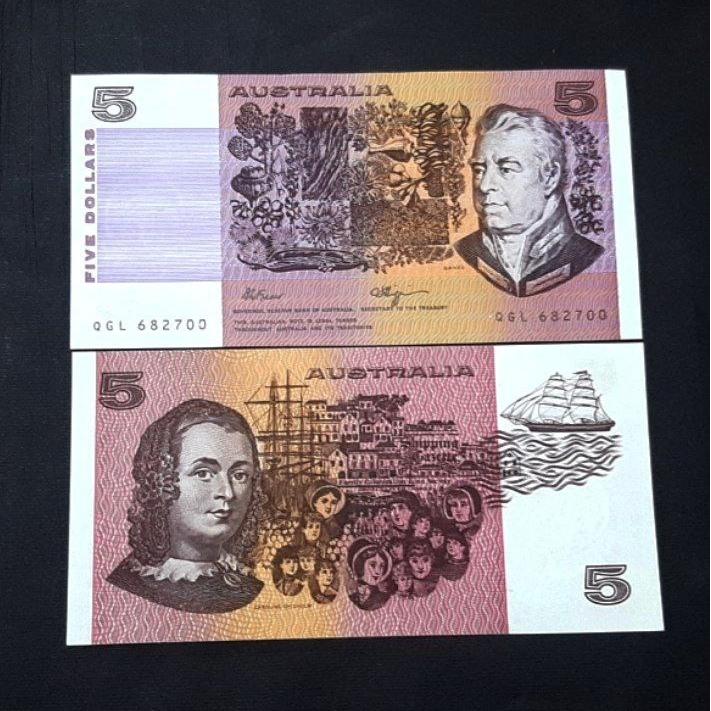 اسکناس تک بانکی 5 دلار استرالیا 1985