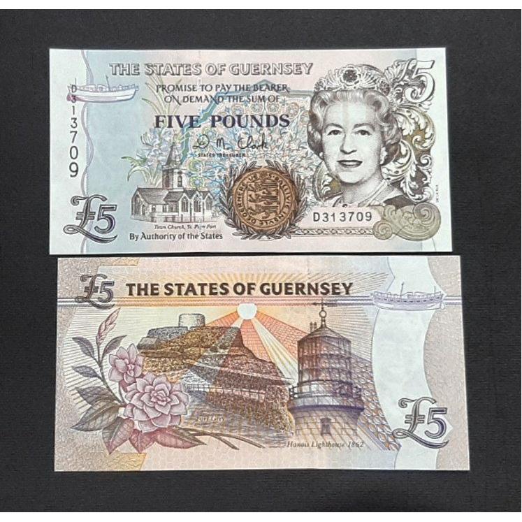 اسکناس تک بانکی 5 پوند گرونزی گرنزی اروپا ملکه